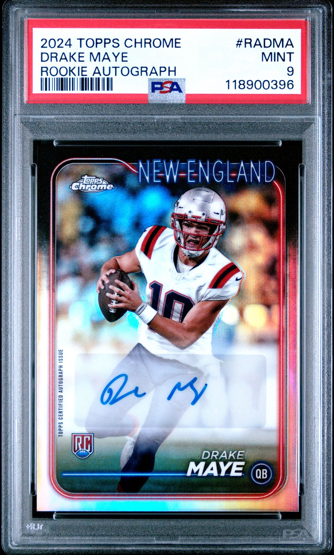 2024 Topps Chrome Rookie Autographs Variations Drake Maye #Radma Mint 9 front