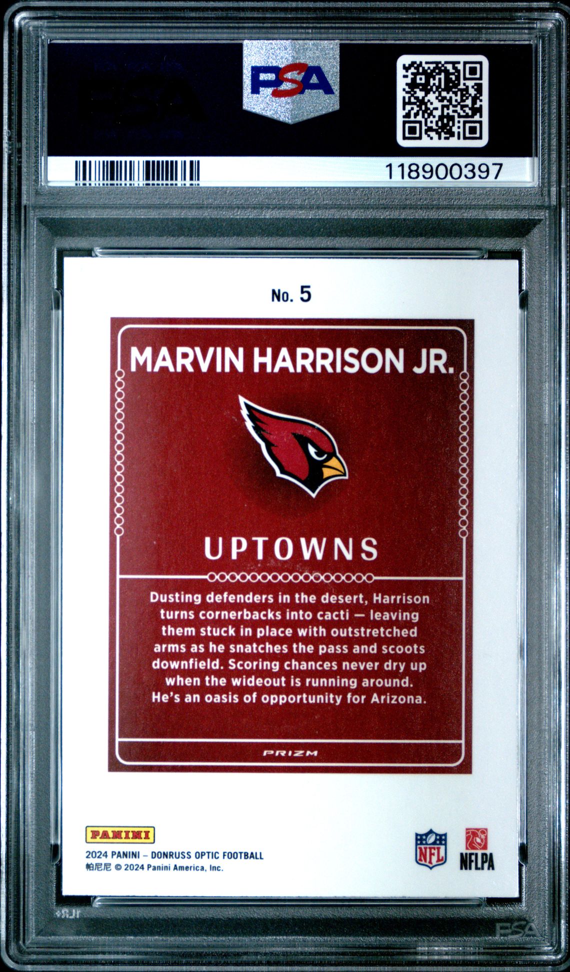 2024 Panini Donruss Optic Uptowns Marvin Harrison Jr. #5 Gem Mt 10 back