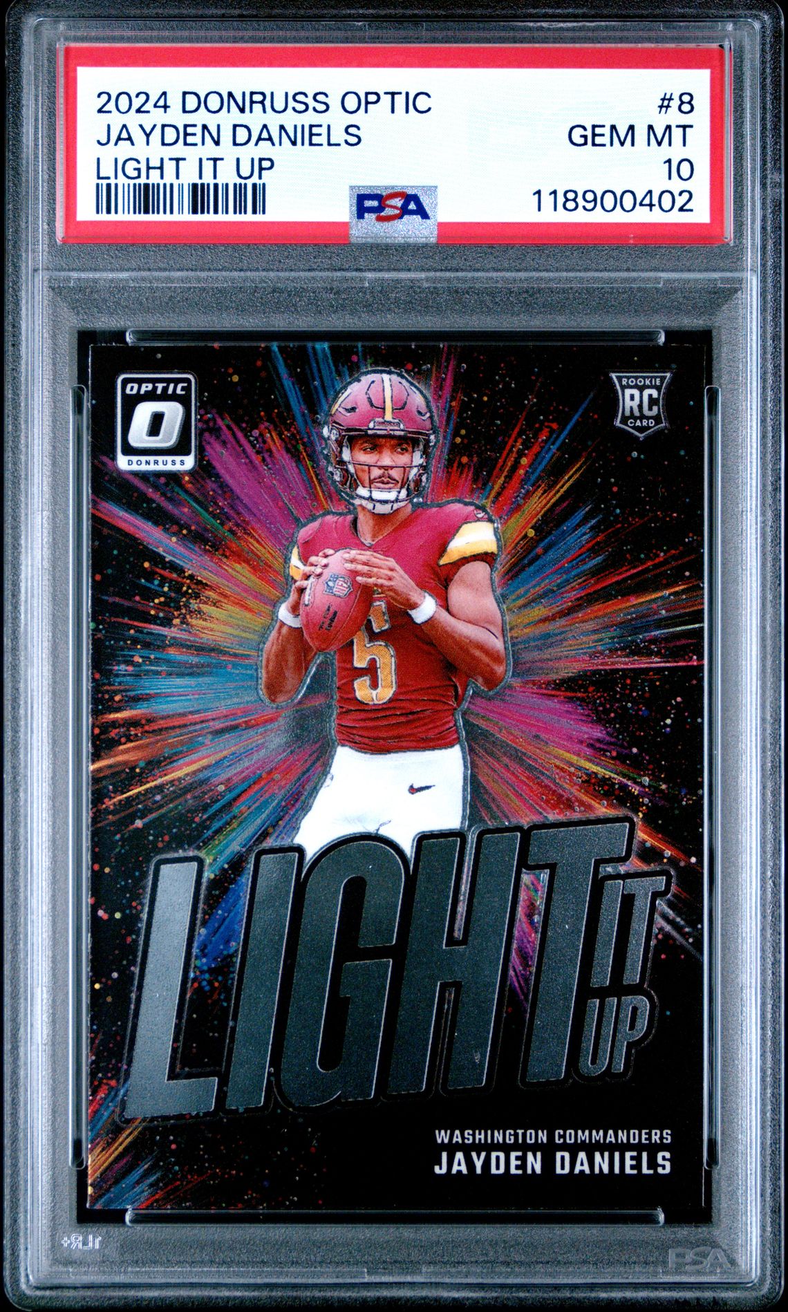 2024 Panini Donruss Optic Light It Up Jayden Daniels #8 Gem Mt 10 front