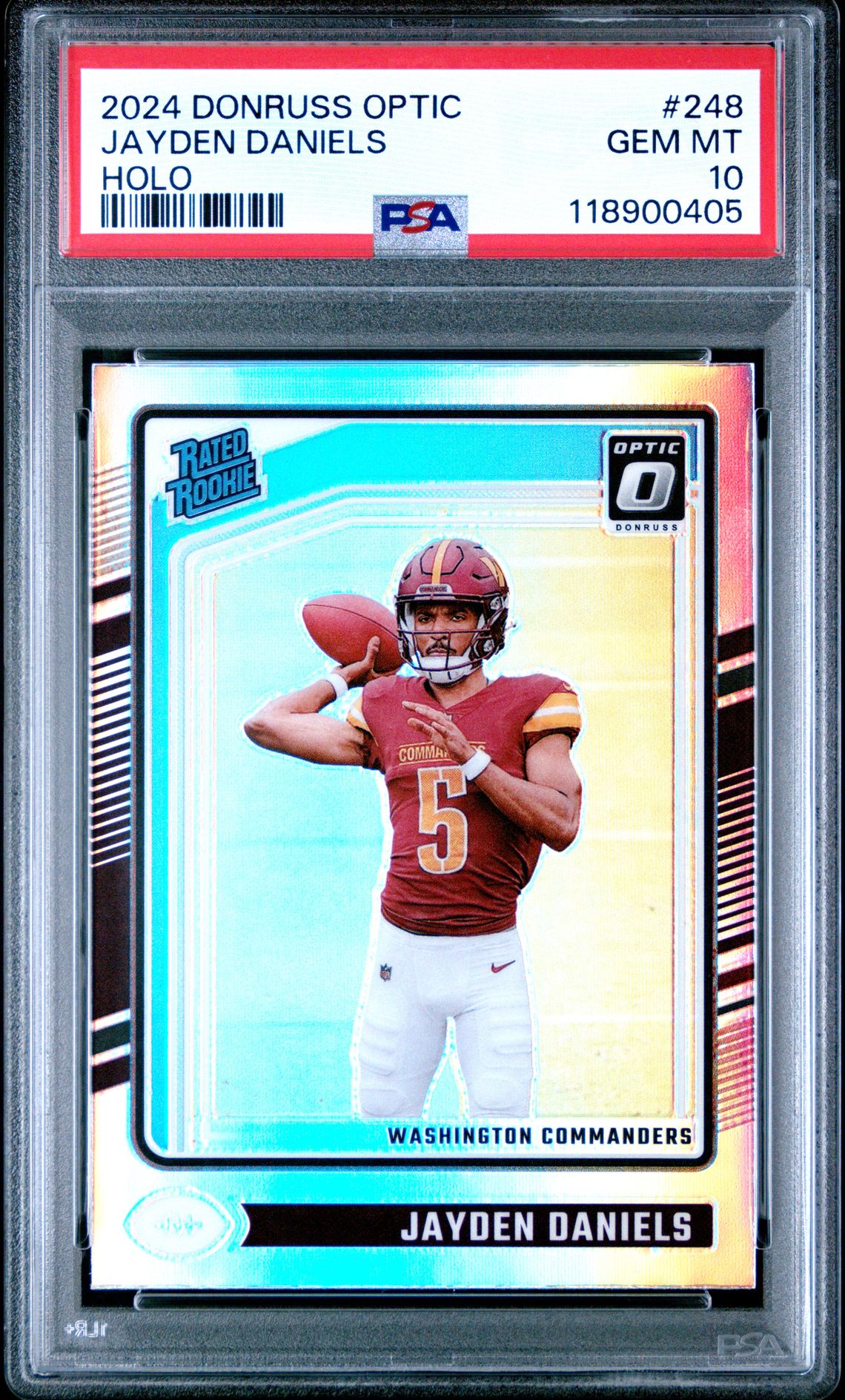 2024 Panini Donruss Optic Jayden Daniels #248 (Holo) Gem Mt 10 front