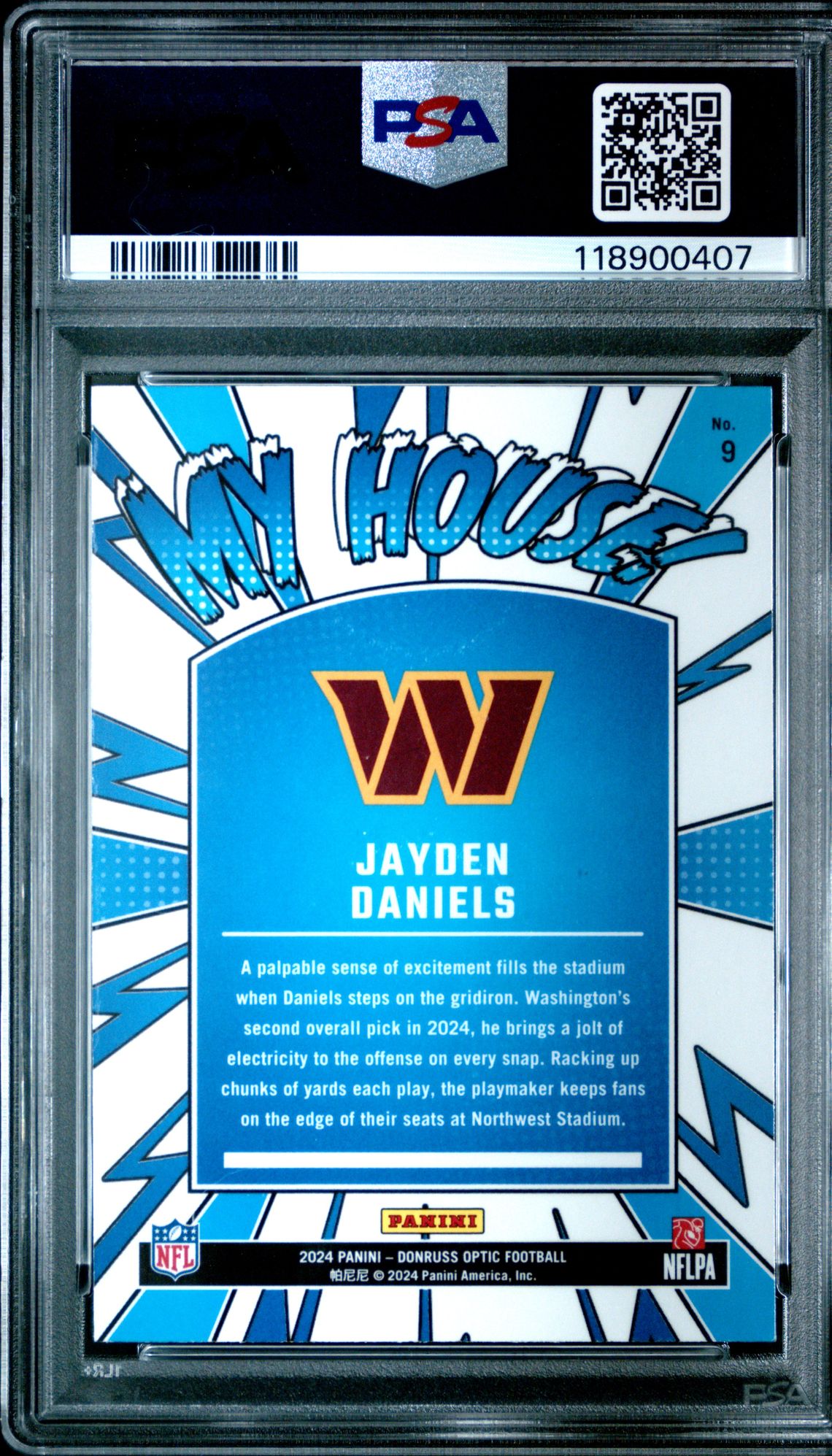 2024 Panini Donruss Optic My House! Jayden Daniels #9 Gem Mt 10 back