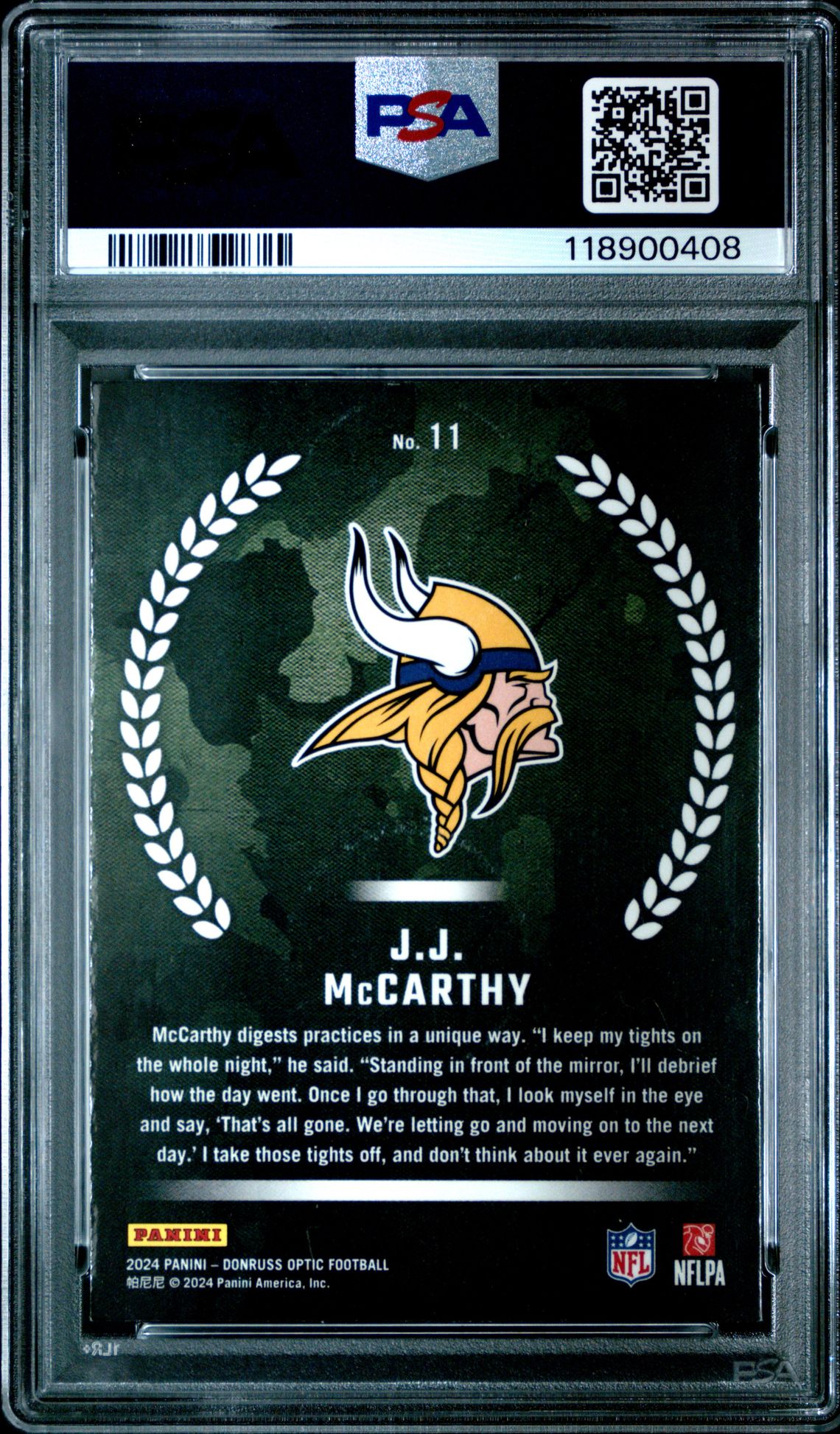 2024 Panini Donruss Optic Rookie Recruits Jj Mccarthy #11 Mint 9 back