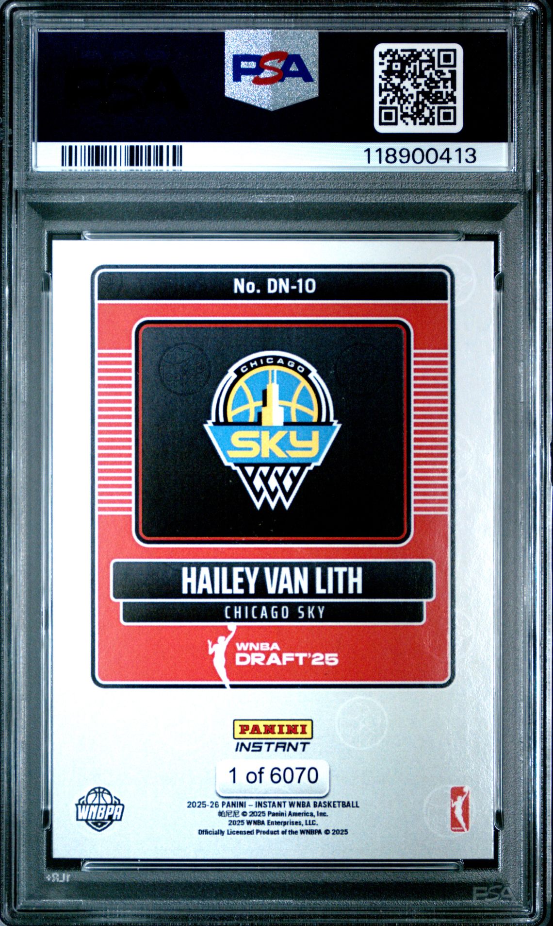 2025 Panini Instant Wnba Draft Night Hailey Van Lith #Dn10 Gem Mt 10 back