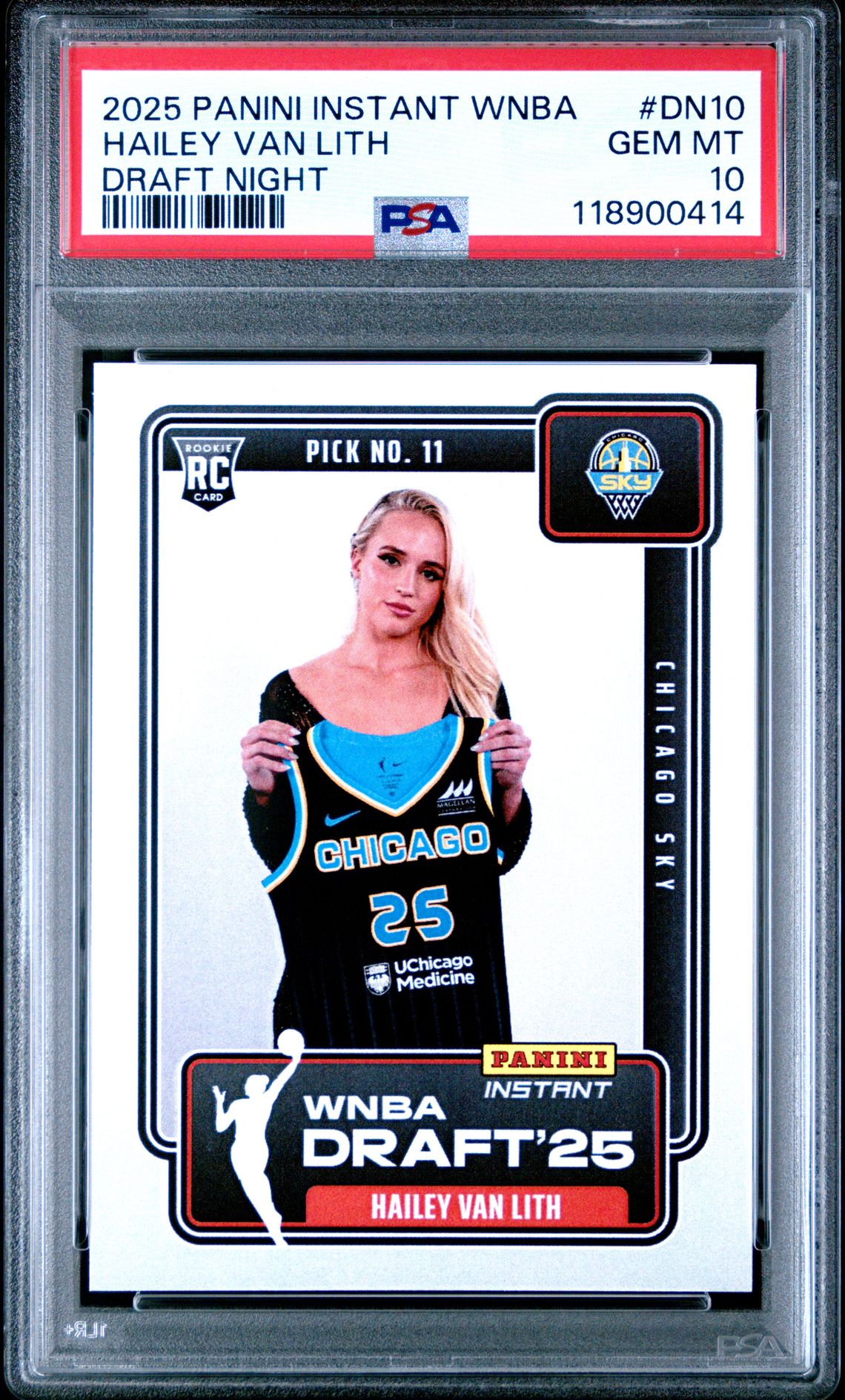 2025 Panini Instant Wnba Draft Night Hailey Van Lith #Dn10 Gem Mt 10 front