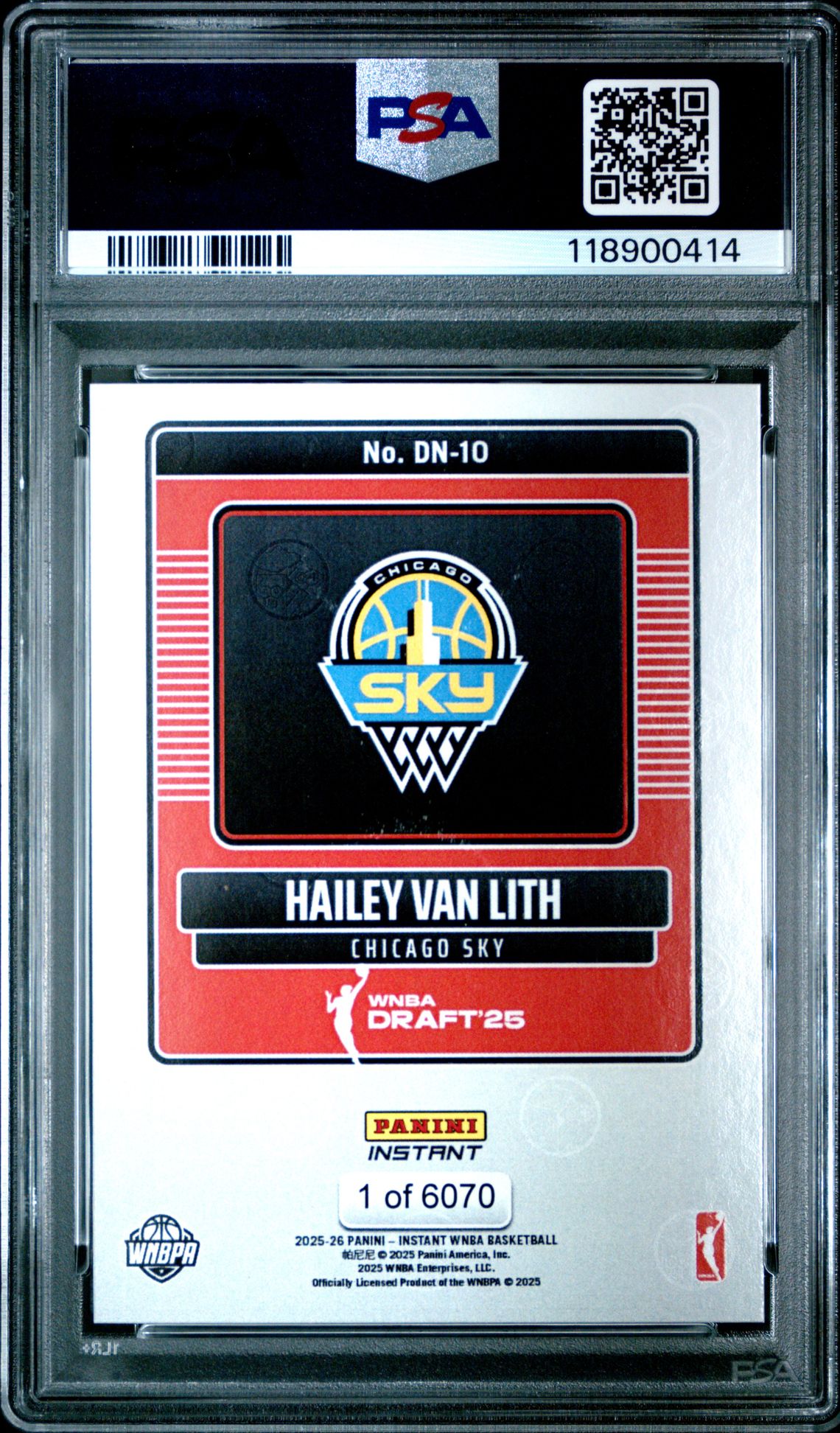 2025 Panini Instant Wnba Draft Night Hailey Van Lith #Dn10 Gem Mt 10 back