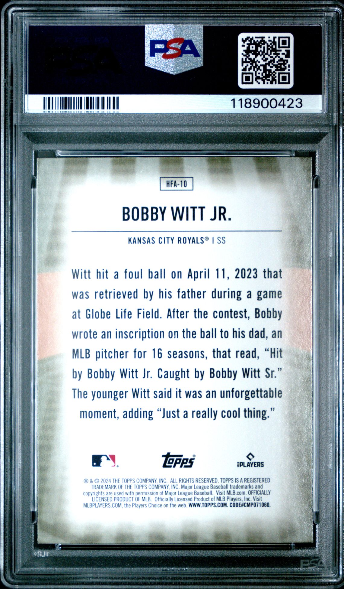 2024 Topps Home Field Advantage Bobby Witt Jr. #Hfa10 Mint 9 back