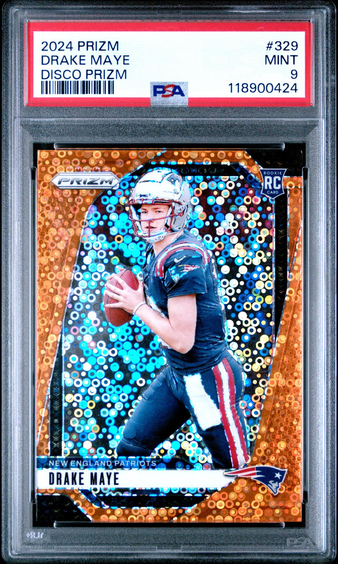 2024 Panini Prizm Drake Maye #329 (Disco Prizm) Mint 9 front