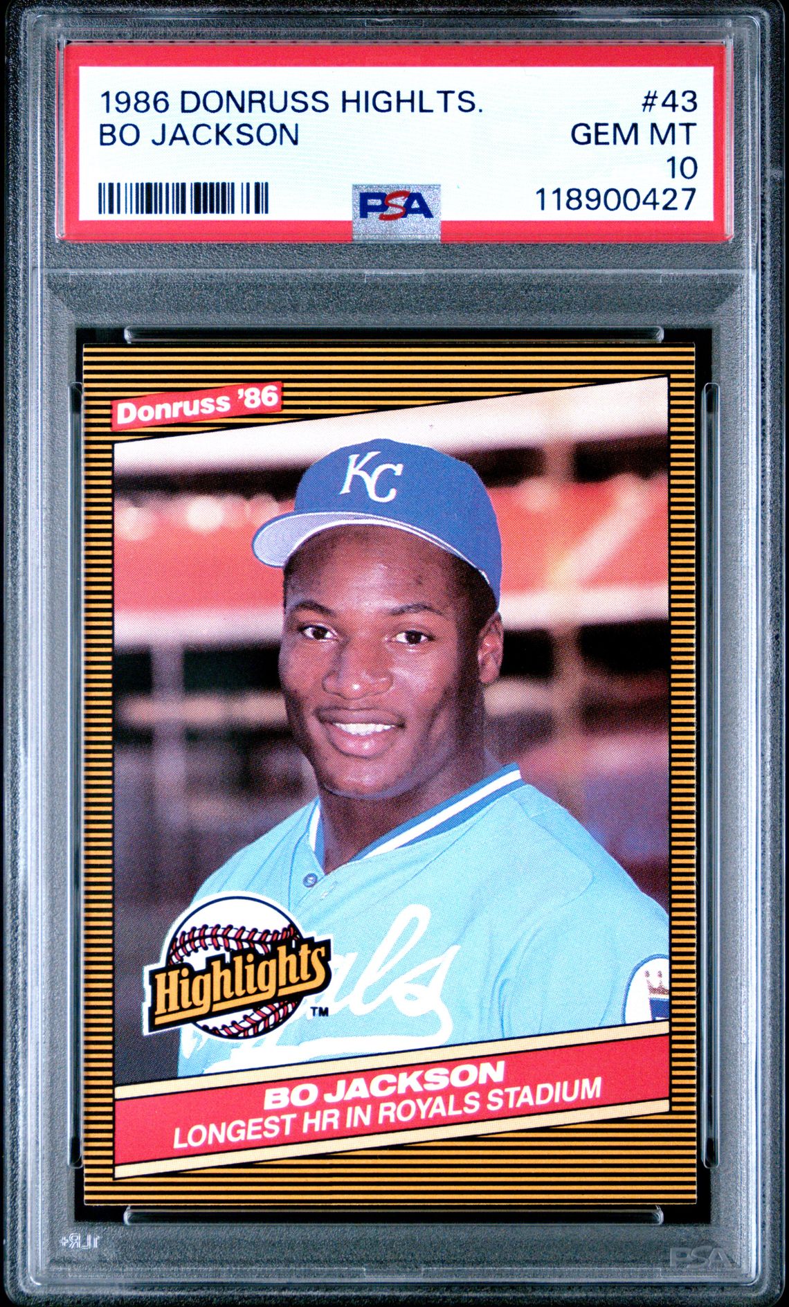 1986 Donruss Highlights Bo Jackson #43 Gem Mt 10 front