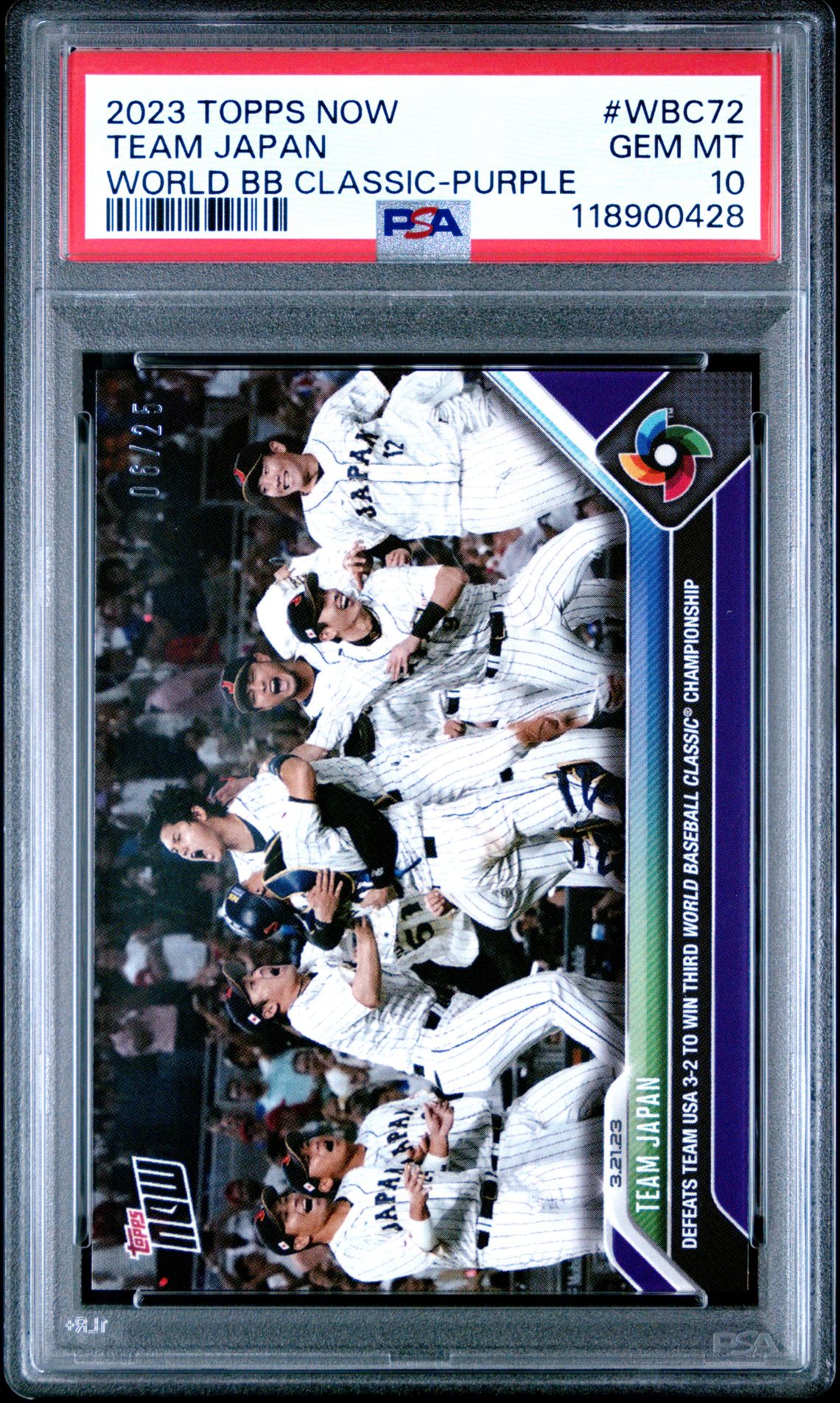 2023 Topps Now World Baseball Classic Team Japan #Wbc72 (World Bb Classic-Purple) Gem Mt 10 front