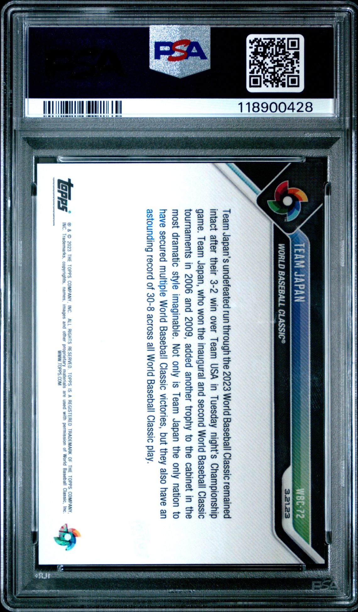 2023 Topps Now World Baseball Classic Team Japan #Wbc72 (World Bb Classic-Purple) Gem Mt 10 back