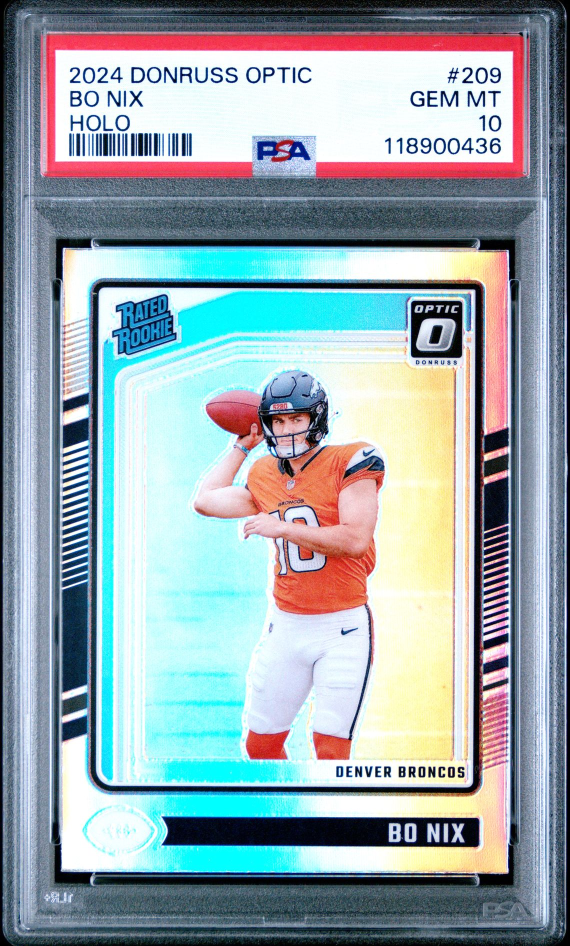 2024 Panini Donruss Optic Bo Nix #209 (Holo) Gem Mt 10 front