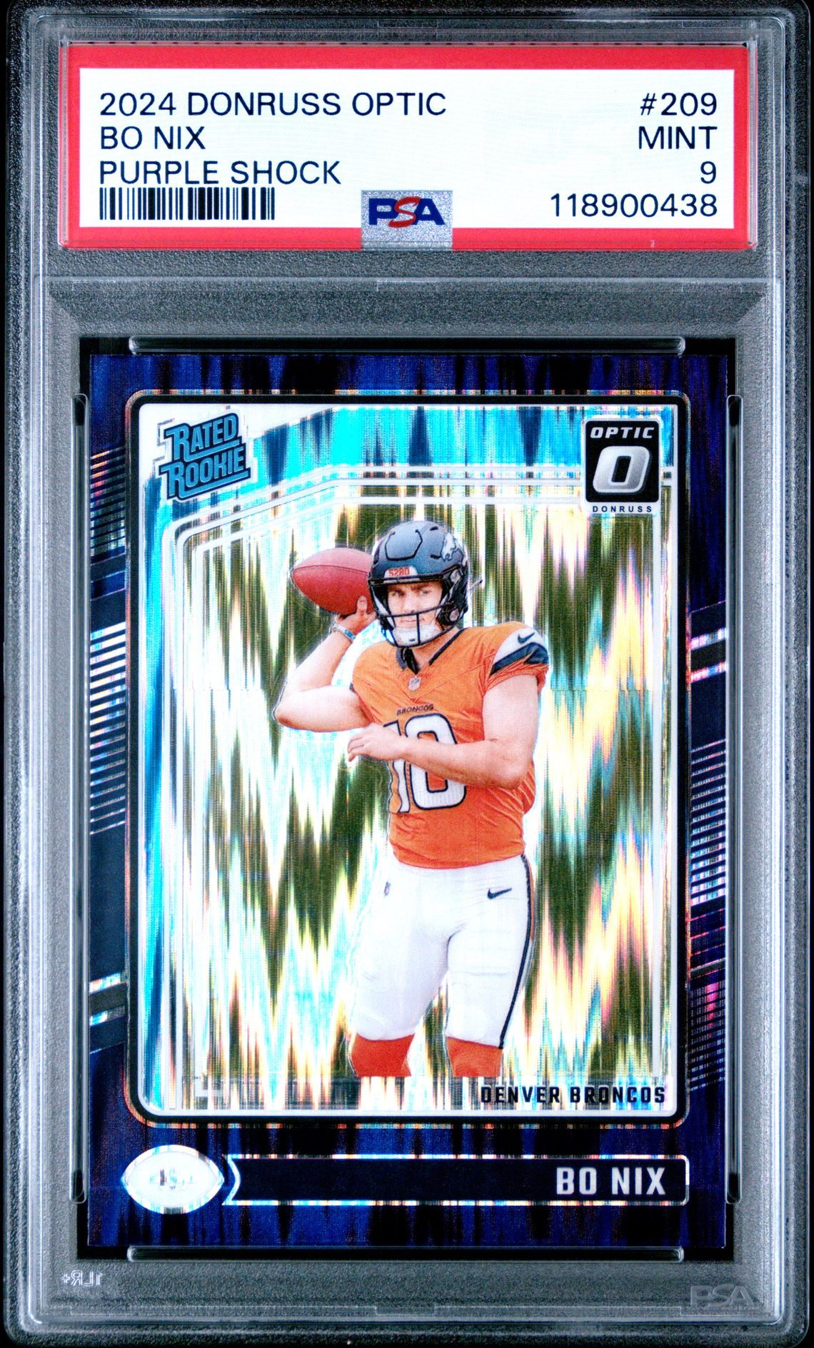 2024 Panini Donruss Optic Bo Nix #209 (Purple Shock) Mint 9 front