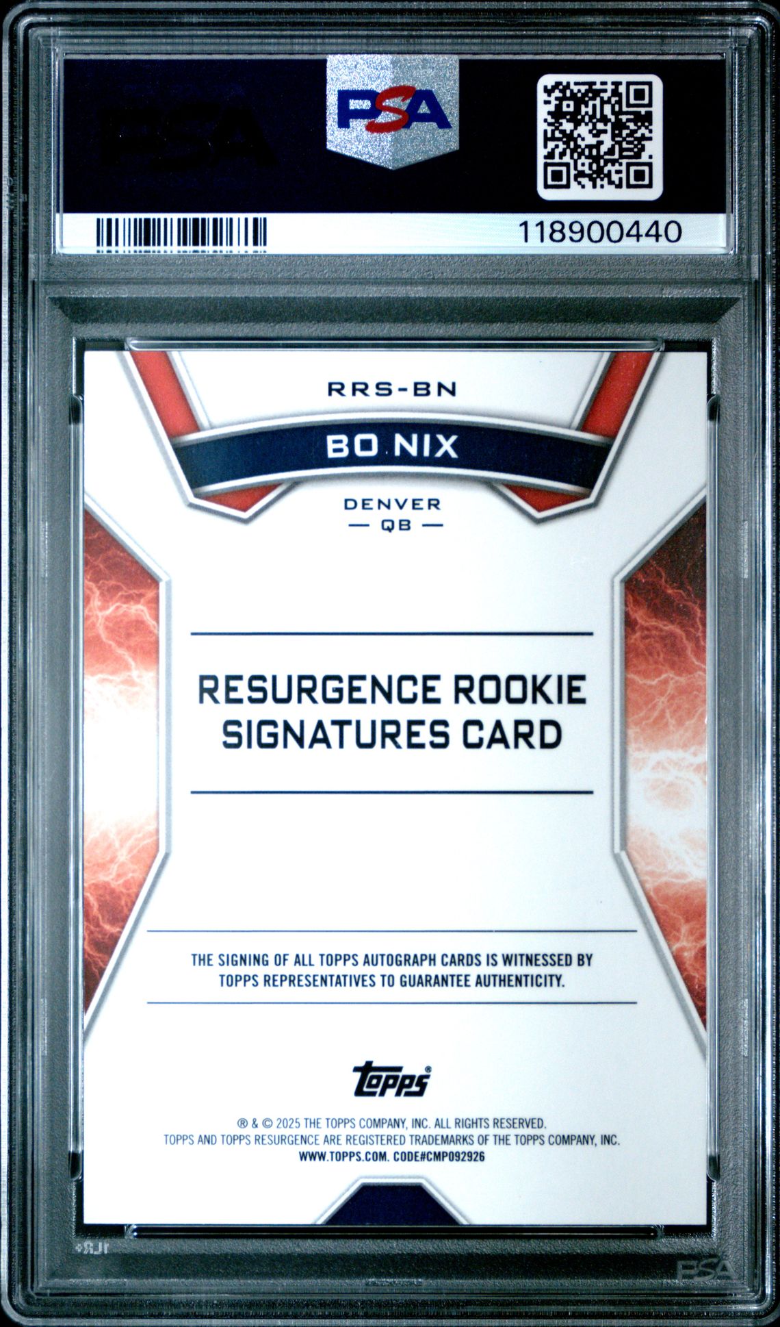 2024 Topps Resurgence Resurgence Rookie Signatures Bo Nix #Rrsbn (Rr Sig-Aqua Surge) Gem Mt 10 back