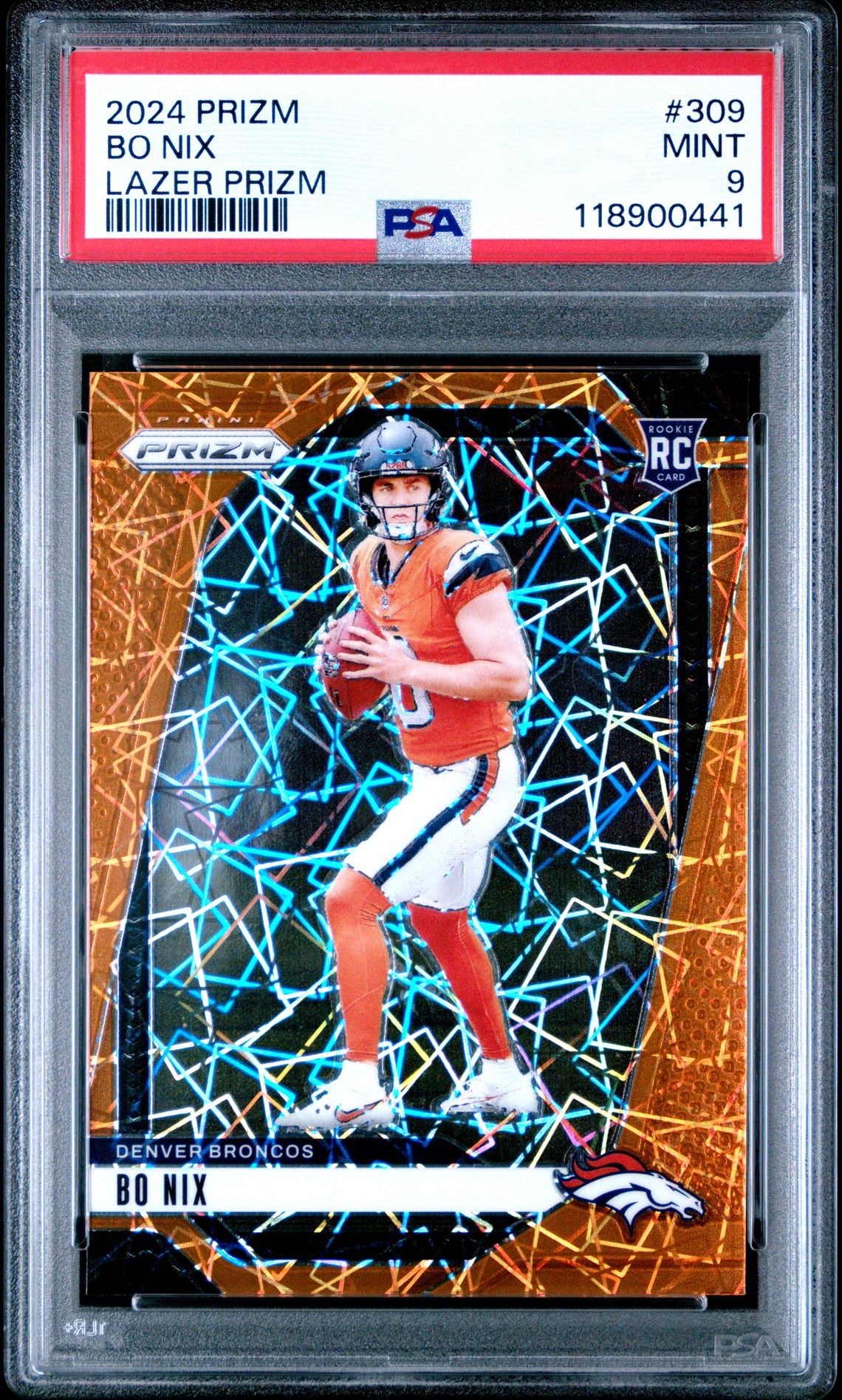 2024 Panini Prizm Bo Nix #309 (Lazer Prizm) Mint 9 front