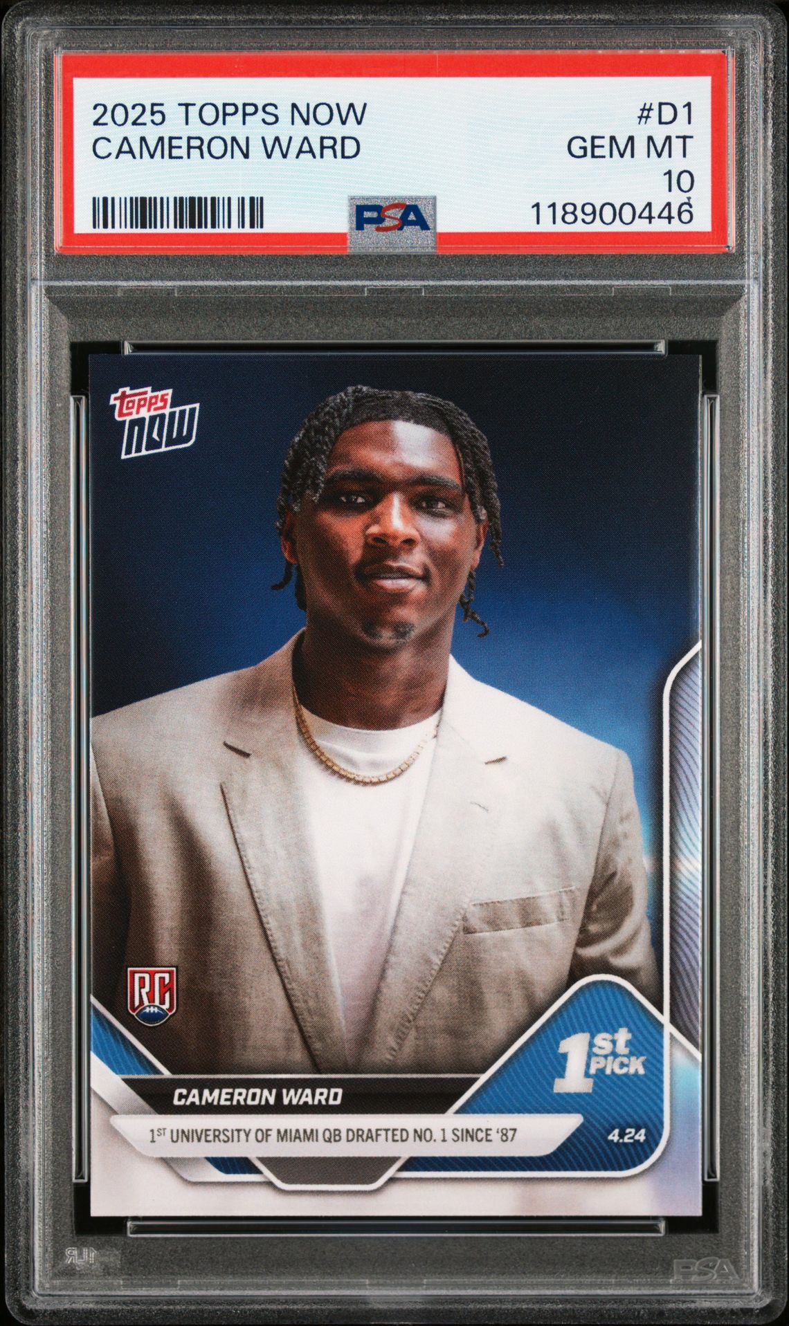 2025 Topps Now Cameron Ward #D1 Gem Mt 10 front