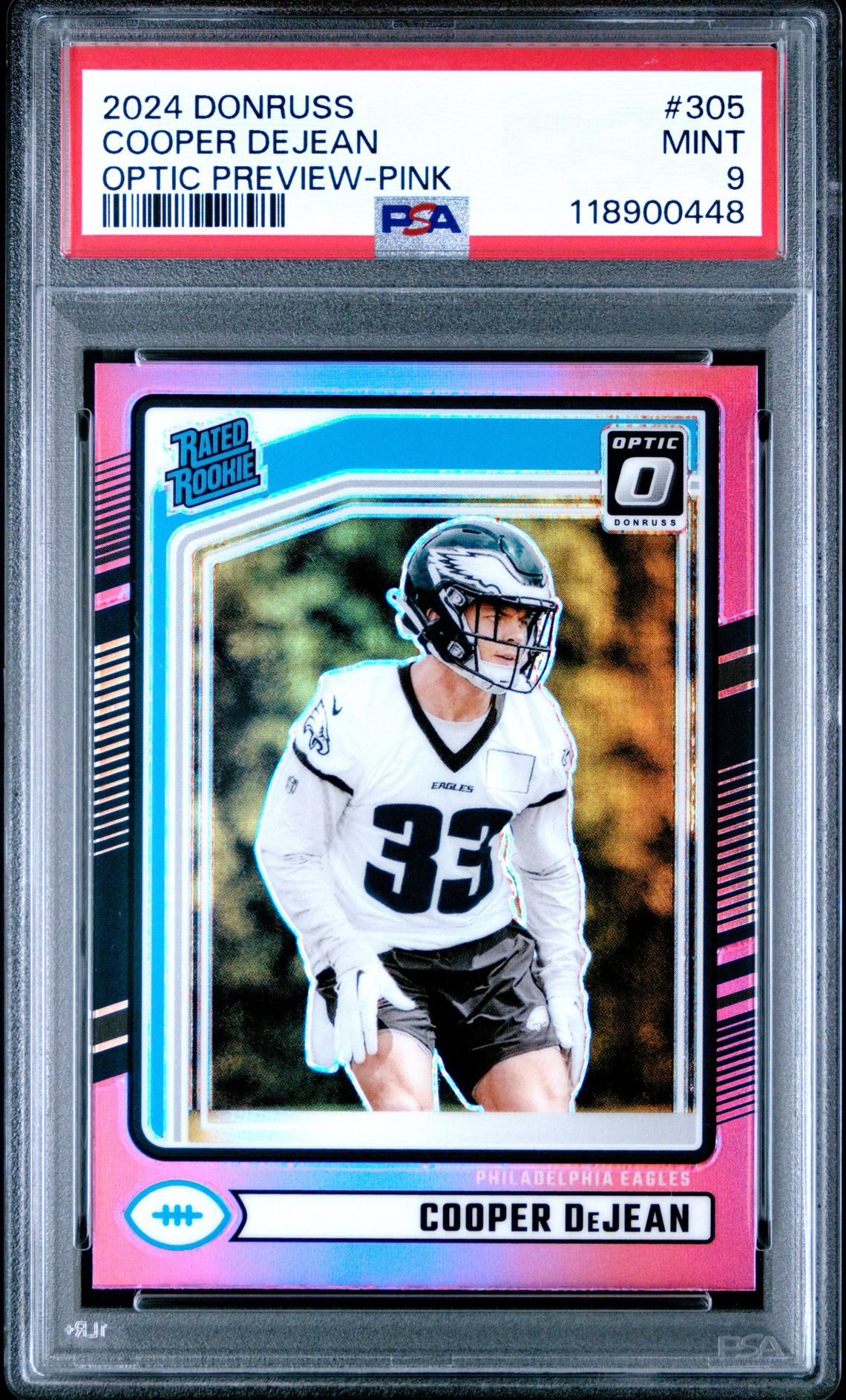 2024 Panini Donruss Cooper Dejean #305 (Optic Preview-Pink) Mint 9 front