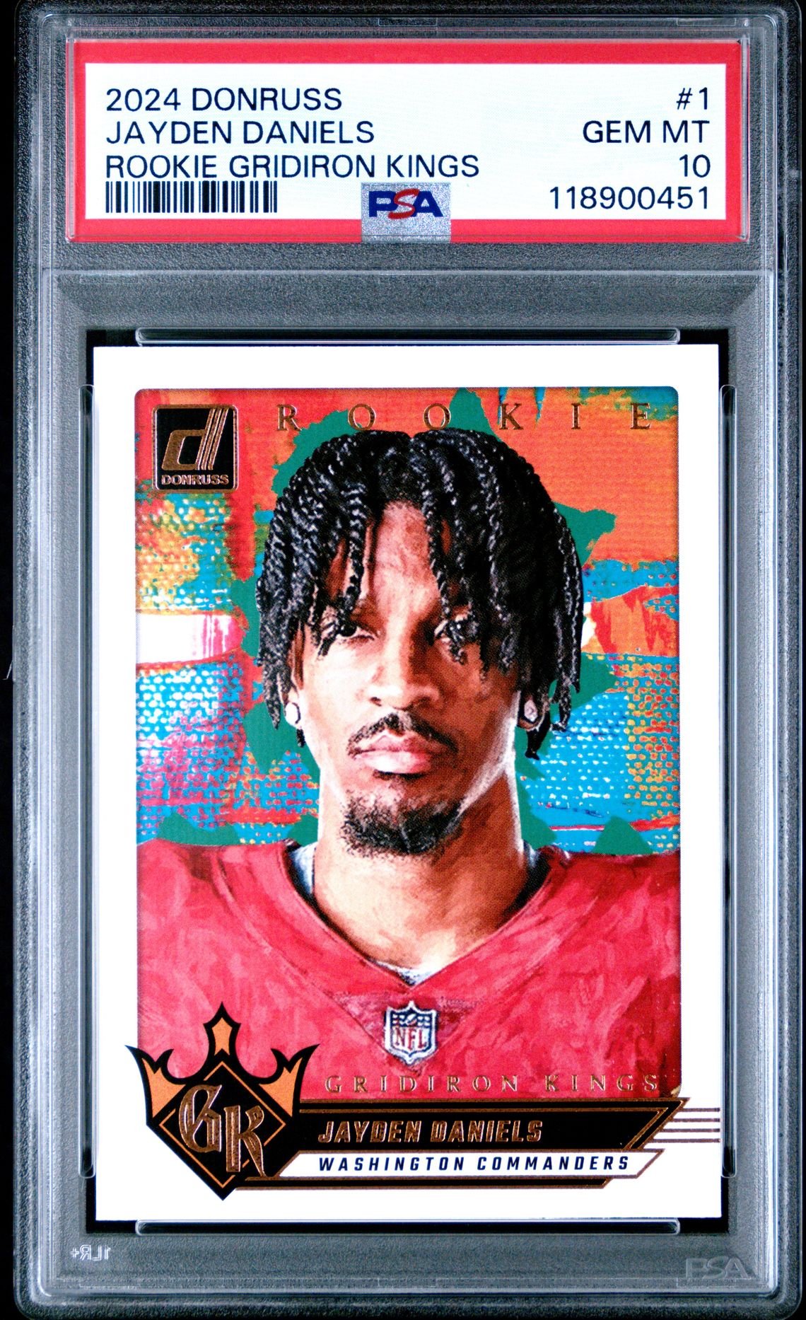 2024 Panini Donruss Rookie Gridiron Kings Jayden Daniels #1 Gem Mt 10 front