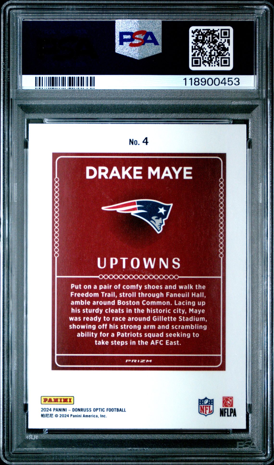 2024 Panini Donruss Optic Uptowns Drake Maye #4 Mint 9 back