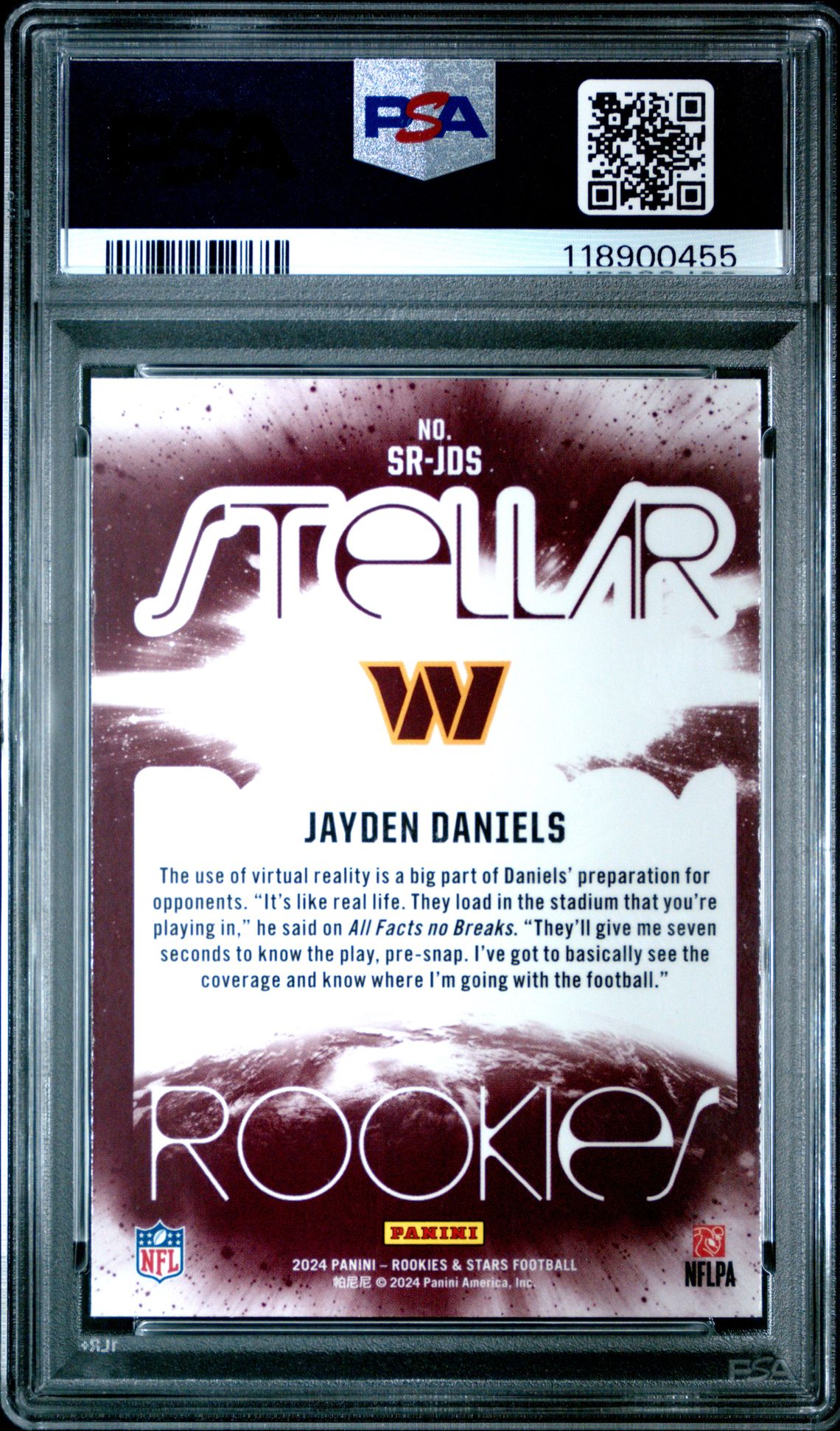 2024 Panini Rookies & Stars Stellar Rookies Jayden Daniels #Srjds (Stellar Rookies-Red Plaid) Gem Mt 10 back