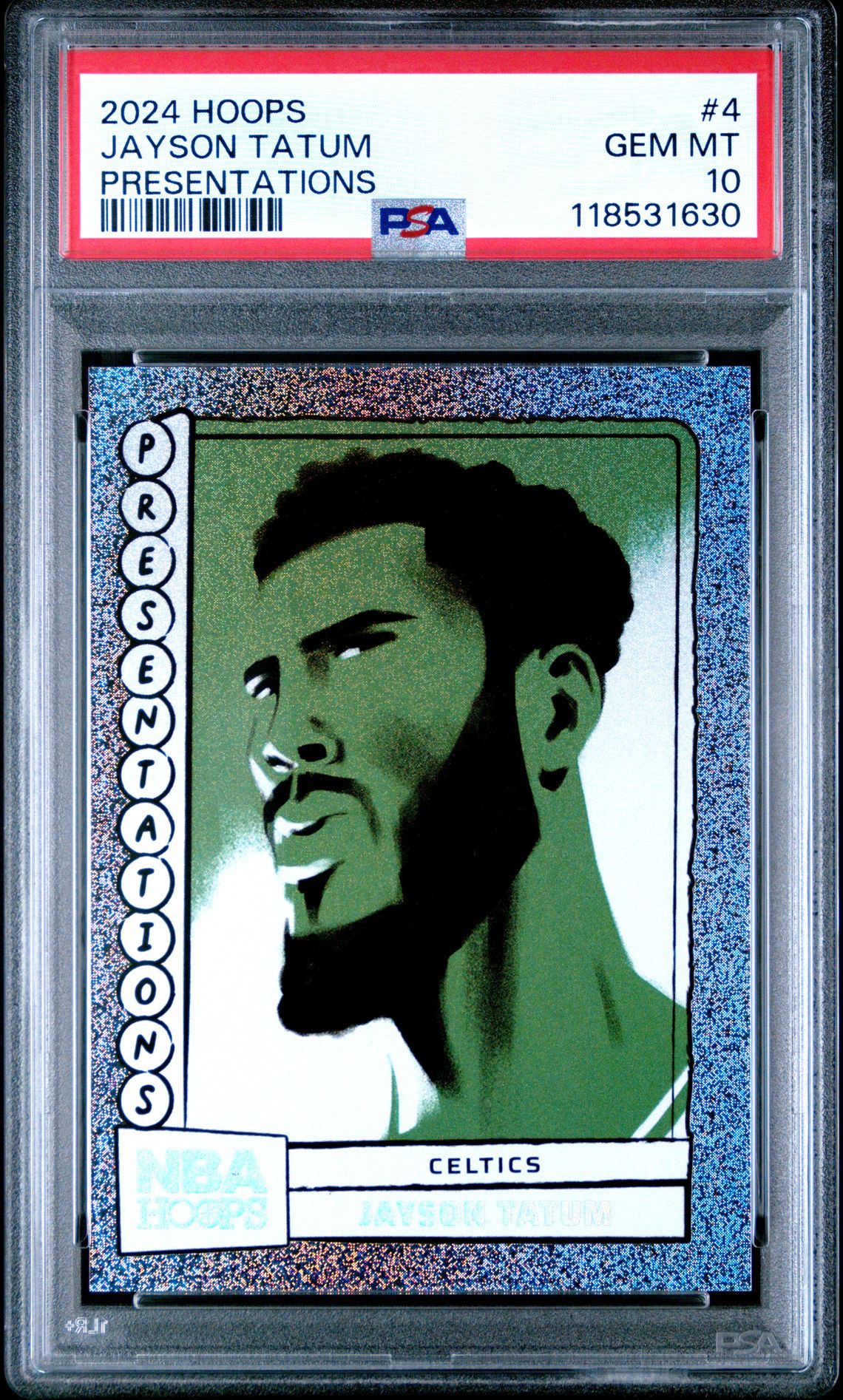 2024 Panini Nba Hoops Presentations Jayson Tatum #4 Gem Mt 10 front
