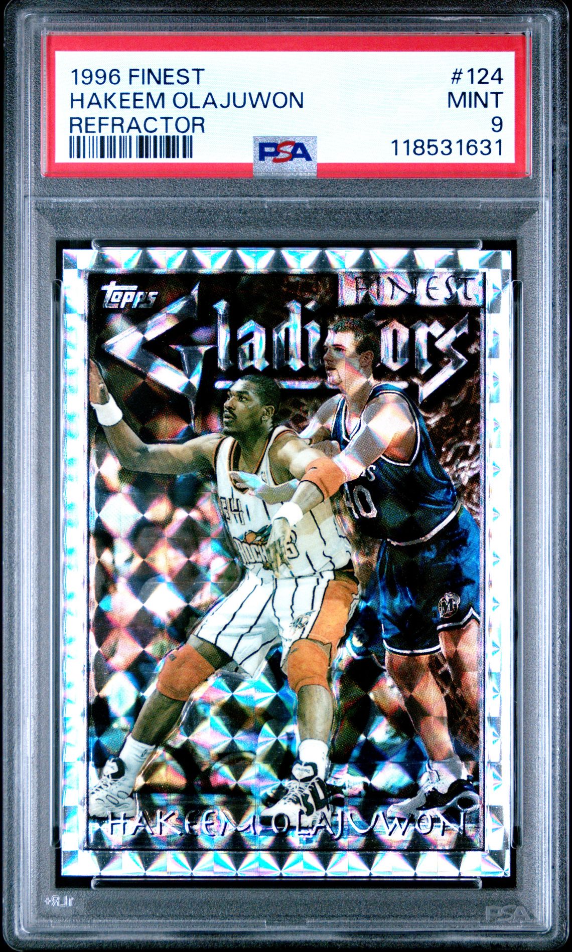 1996 Finest Hakeem Olajuwon #124 (Refractor) Mint 9 front