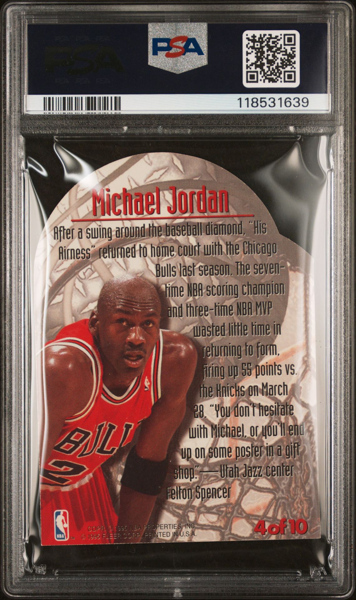 1995 Metal Maximum Metal Michael Jordan #4 (Maximum Metal) Nm 7 back
