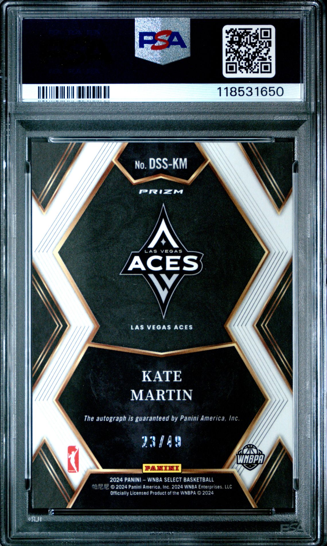 2024 Panini Select Wnba Draft Selections Signatures Kate Martin #Dsskm (Draft Select Sig-Blue Prizm) Gem Mt 10 back