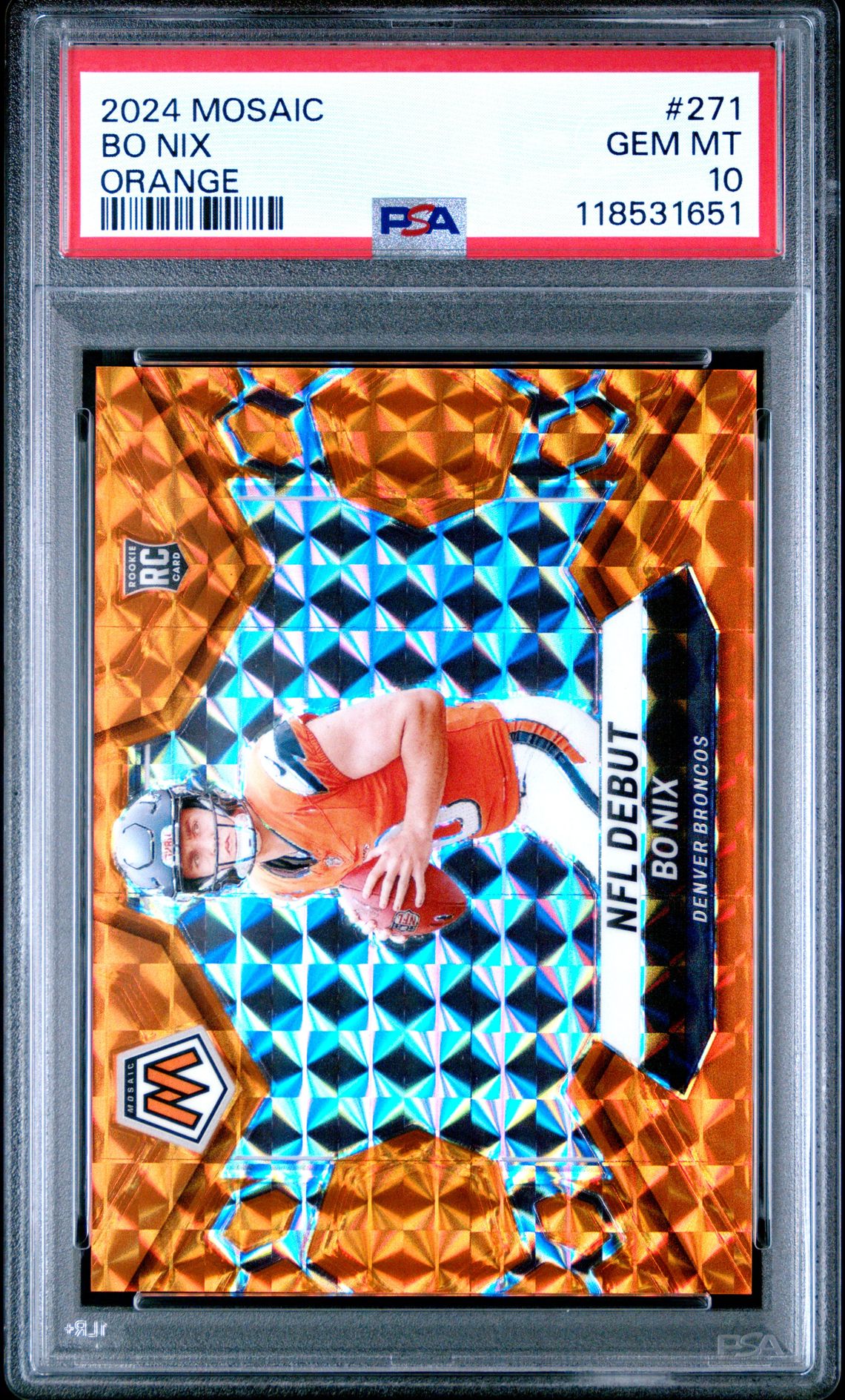 2024 Panini Mosaic Bo Nix #271 (Orange) Gem Mt 10 front