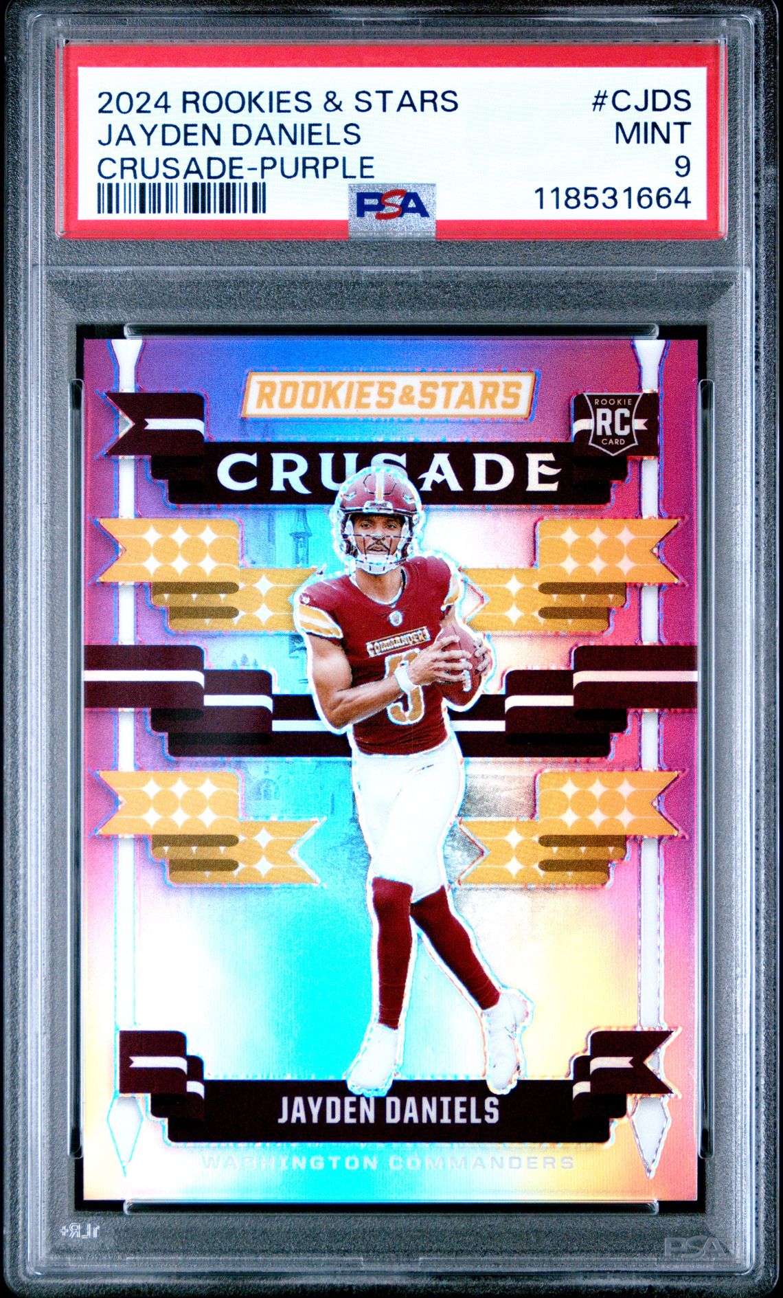 2024 Panini Rookies & Stars Crusade Jayden Daniels #Cjds (Crusade-Purple) Mint 9 front
