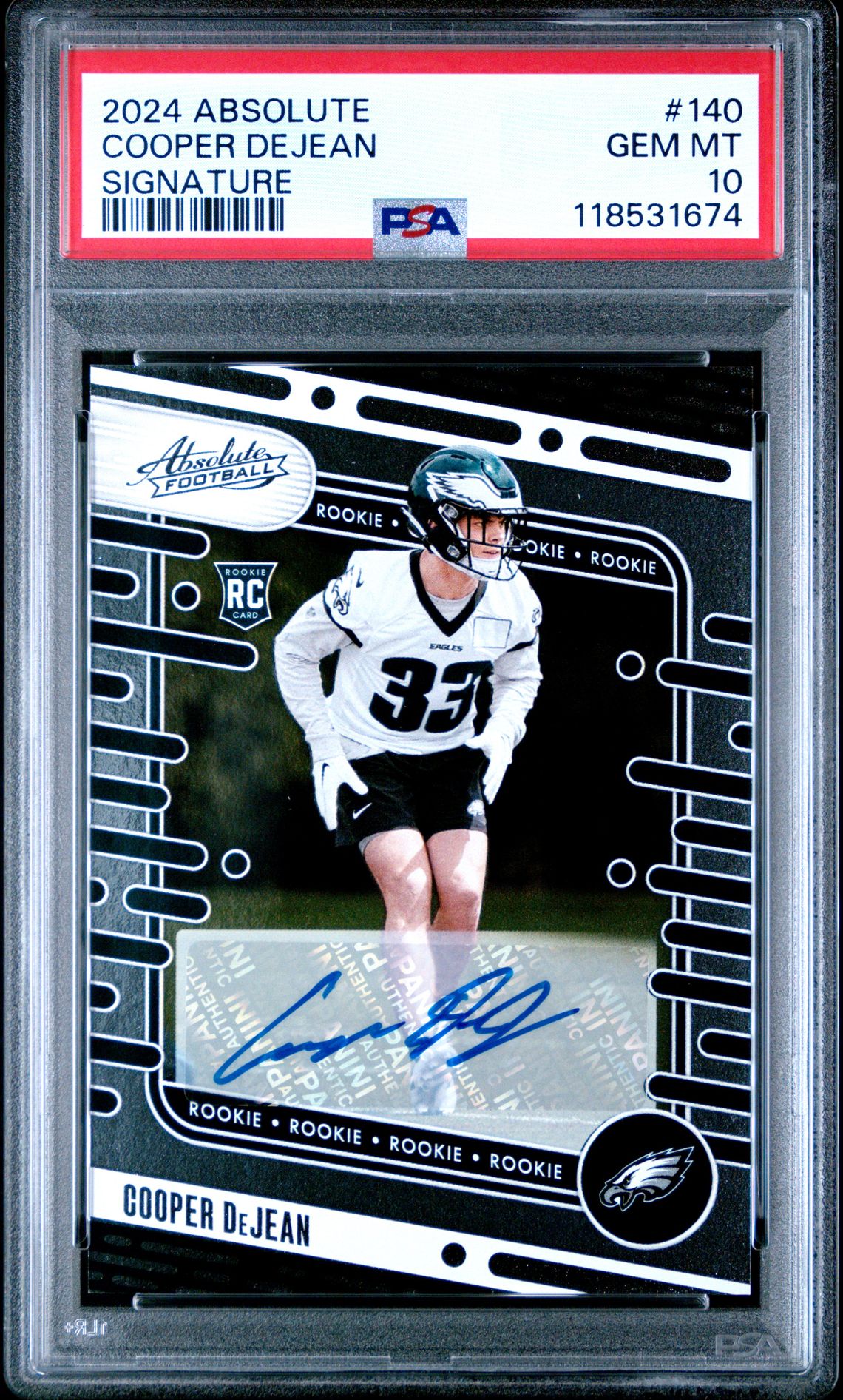 2024 Panini Absolute Cooper Dejean #140 (Signature) Gem Mt 10 front