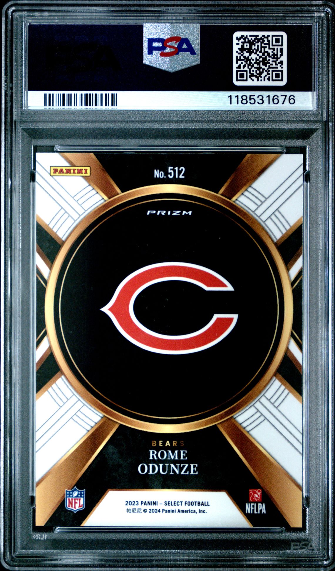 2023 Panini Select Rome Odunze #512 Gem Mt 10 back