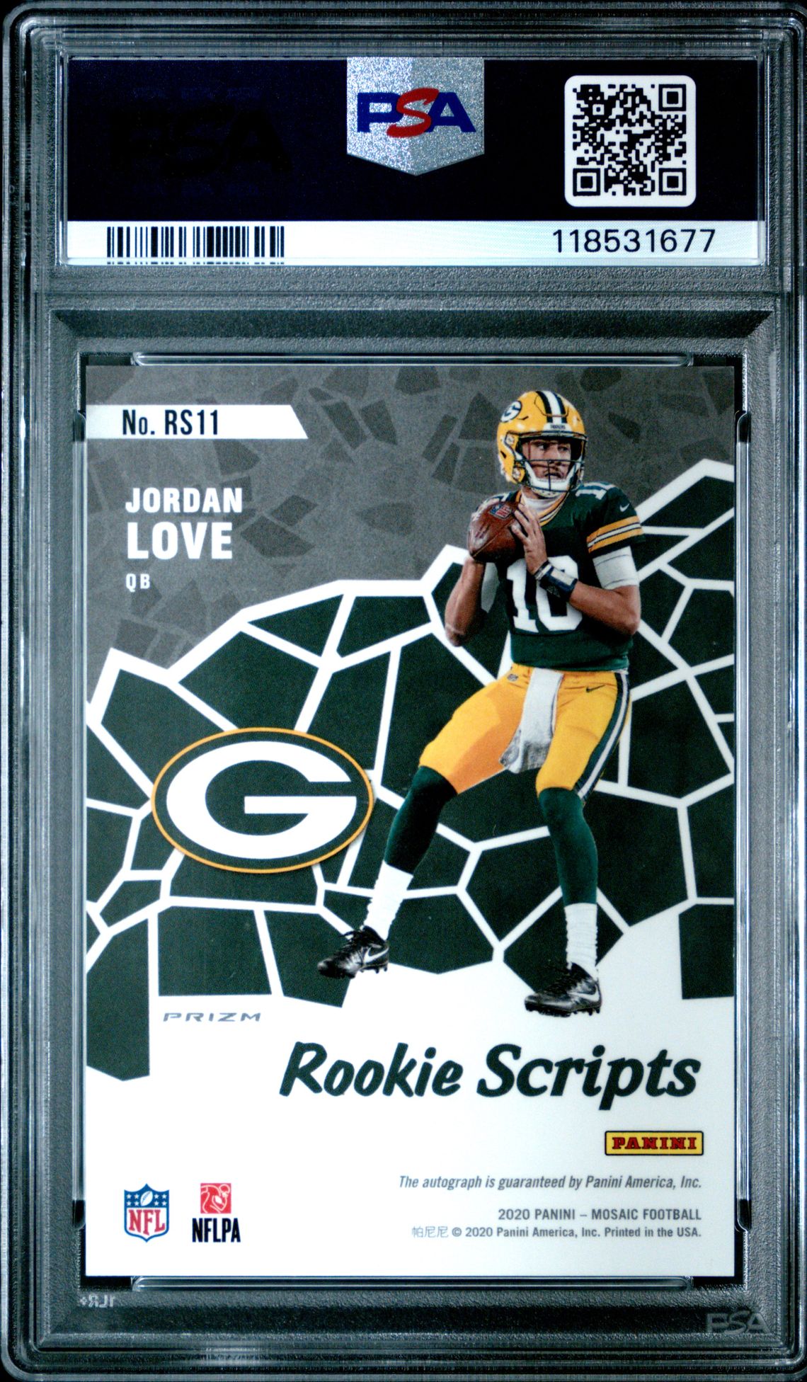 2020 Panini Mosaic Rookie Scripts Jordan Love #Rs11 (Rookie Scripts) Mint 9 back