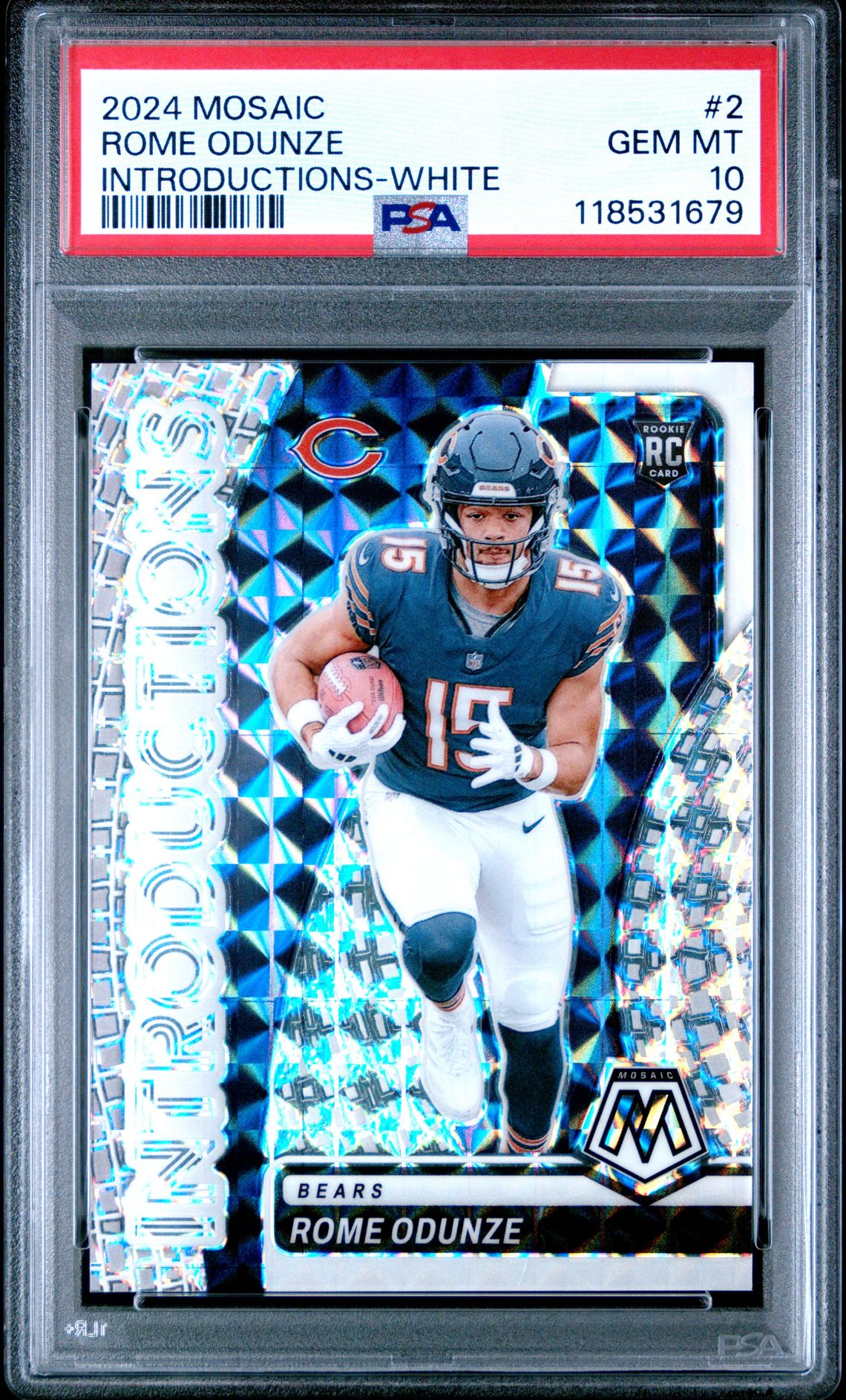 2024 Panini Mosaic Introductions Rome Odunze #2 (Introductions-White) Gem Mt 10 front