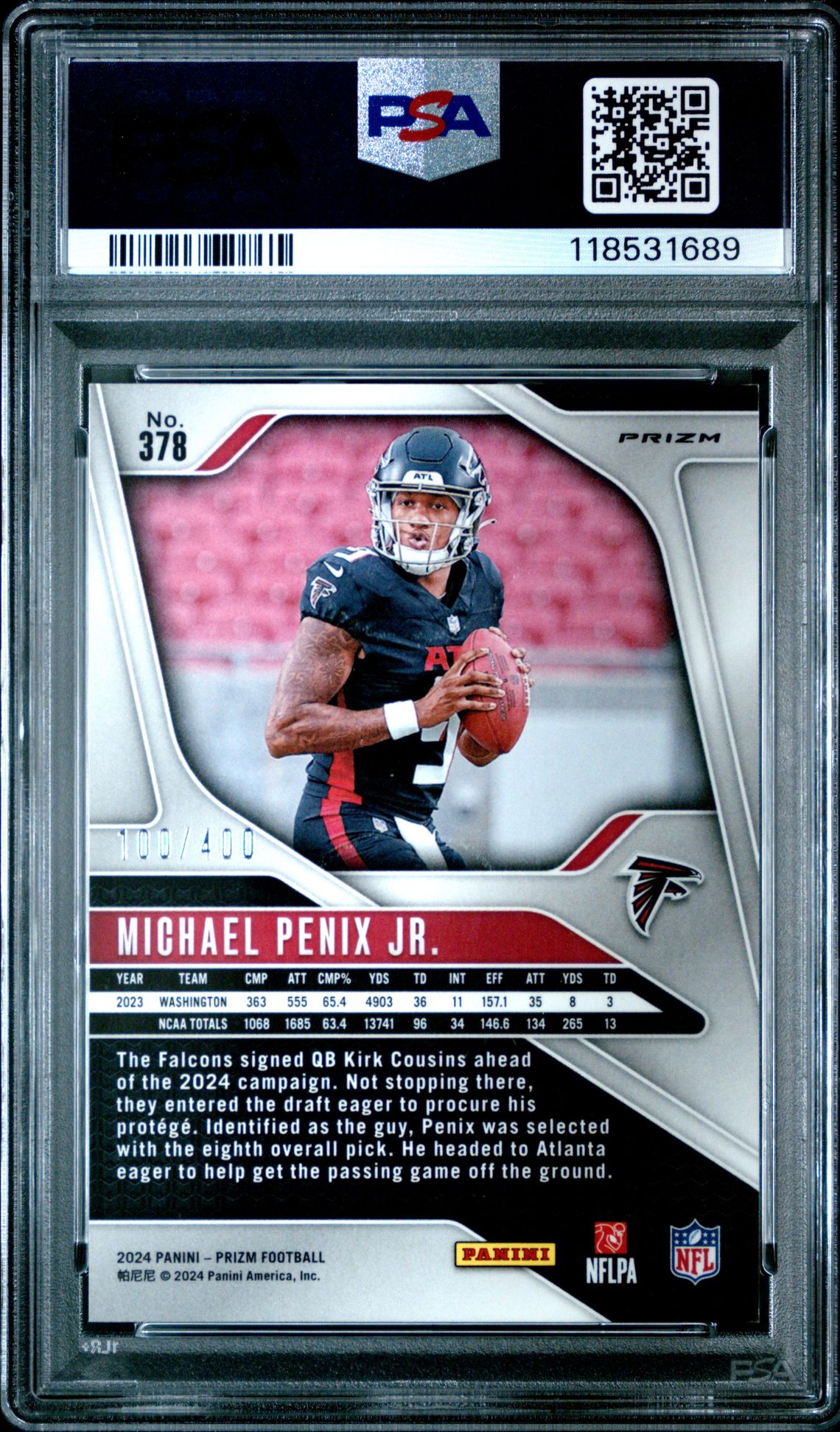 2024 Panini Prizm Michael Penix Jr. #378 (Pandora) Mint 9 back