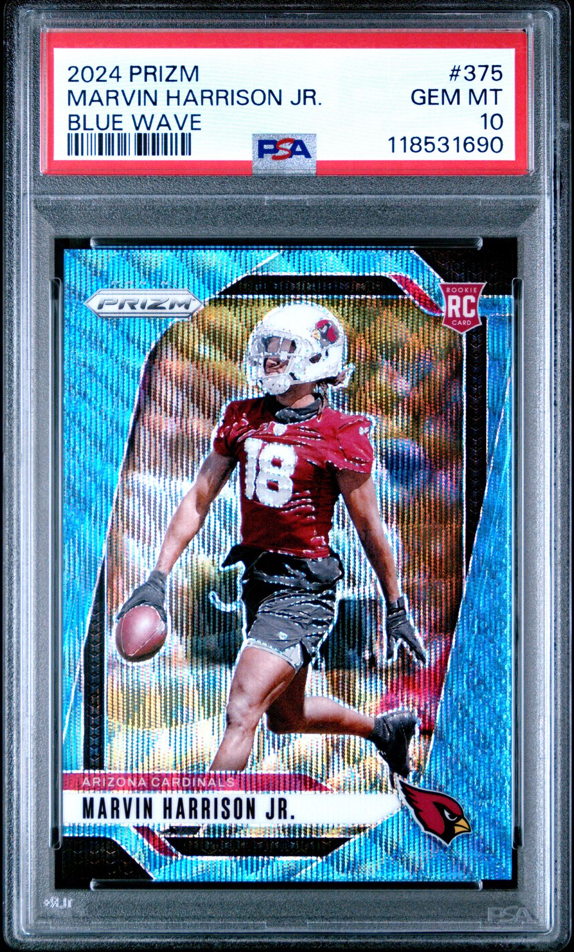 2024 Panini Prizm Marvin Harrison Jr. #375 (Blue Wave) Gem Mt 10 front