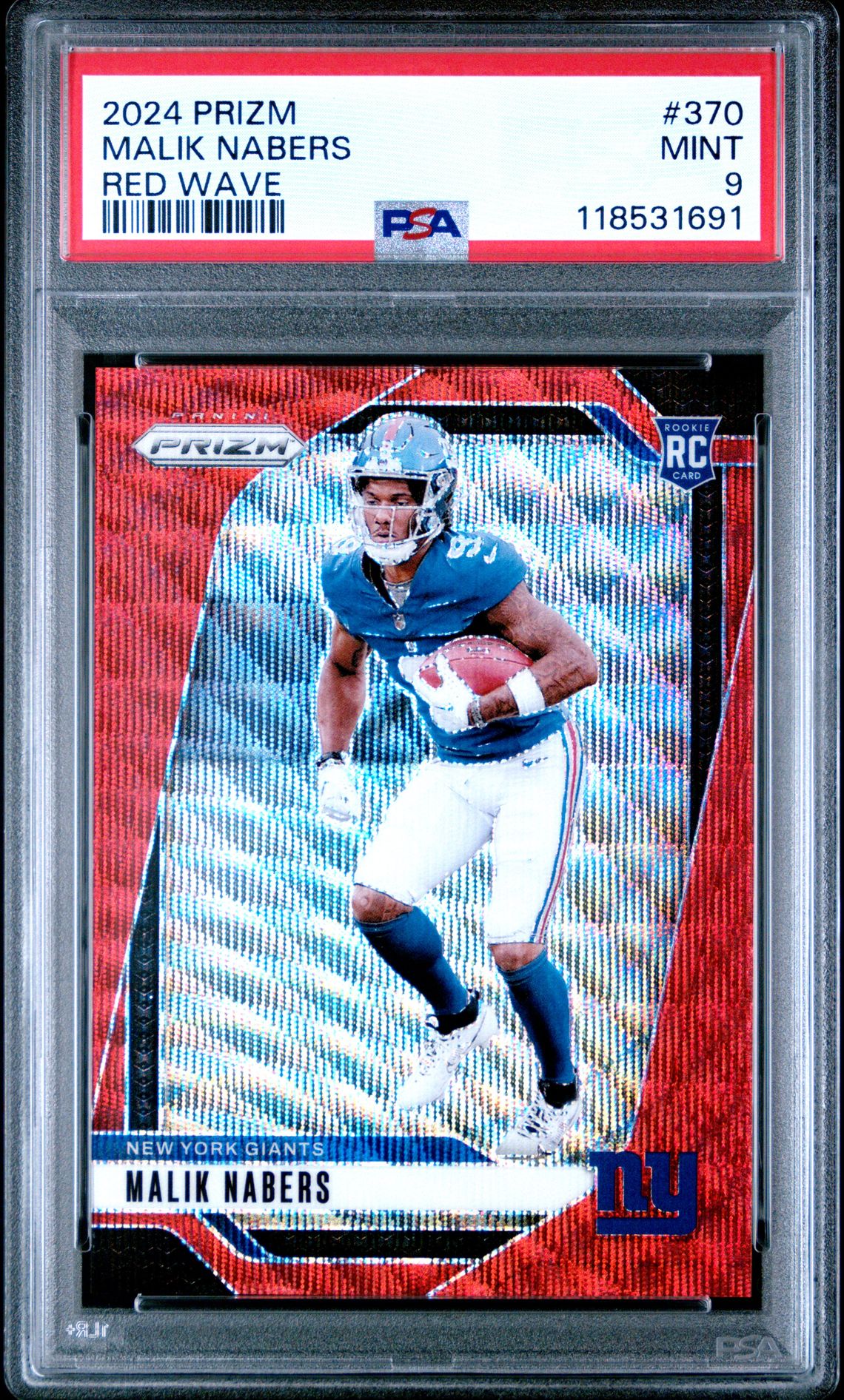 2024 Panini Prizm Malik Nabers #370 (Red Wave) Mint 9 front