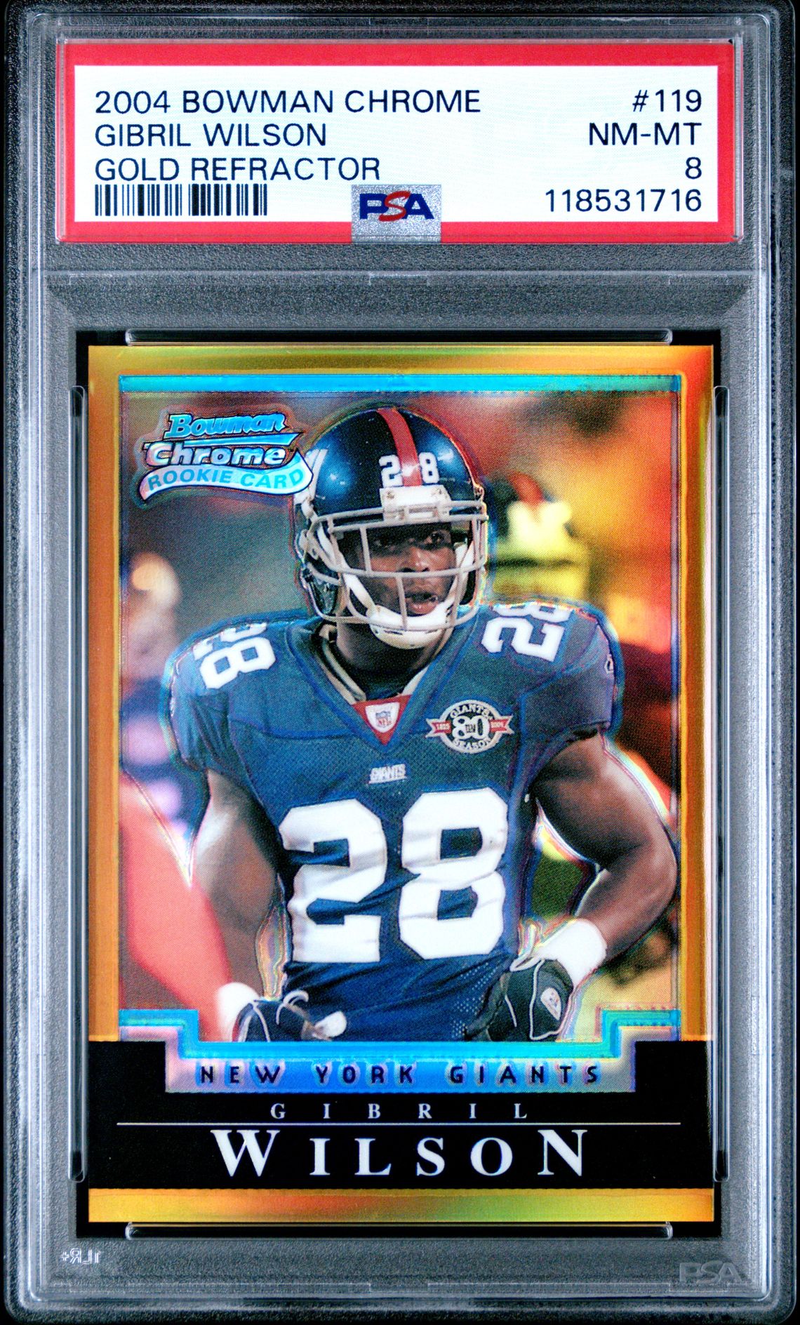 2004 Bowman Chrome Gibril Wilson #119 (Gold Refractor) Nm-Mt 8 front