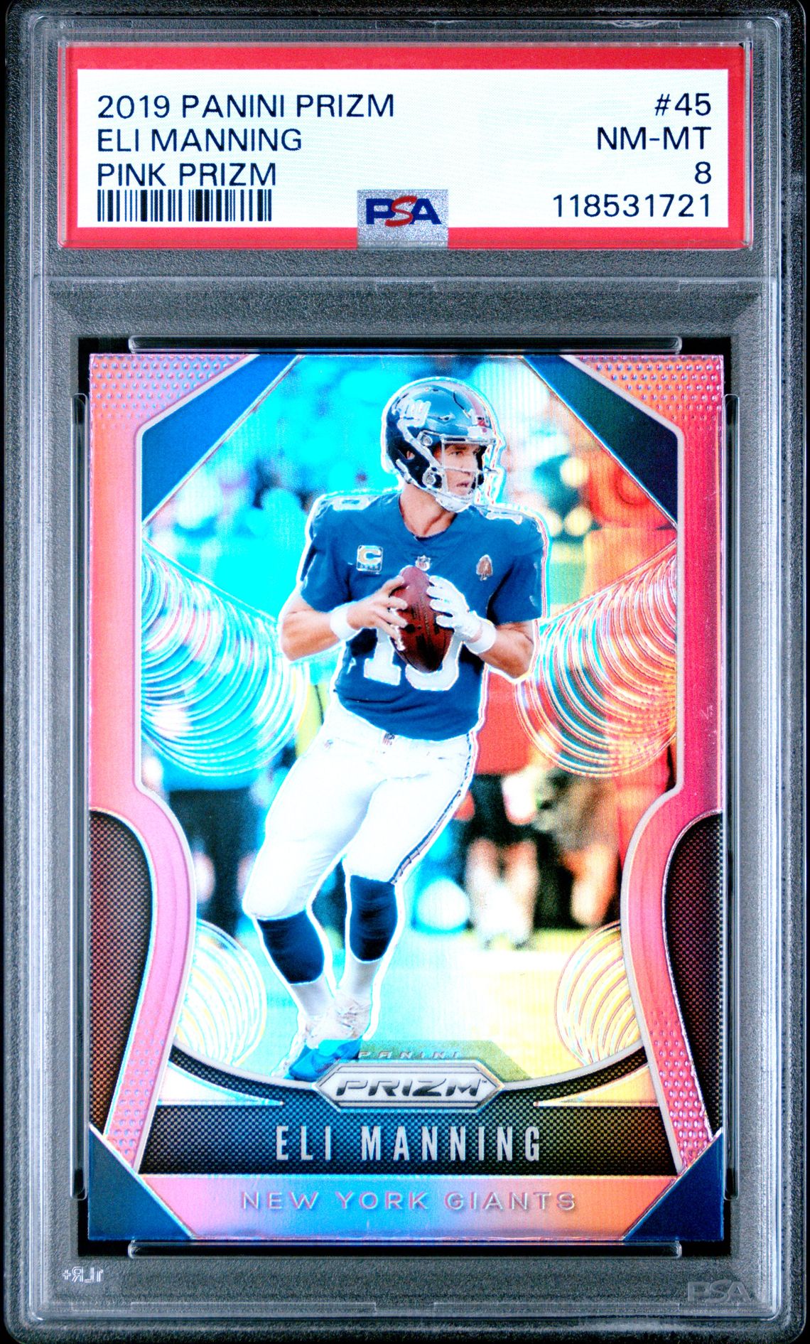 2019 Panini Prizm Eli Manning #45 (Pink Prizm) Nm-Mt 8 front