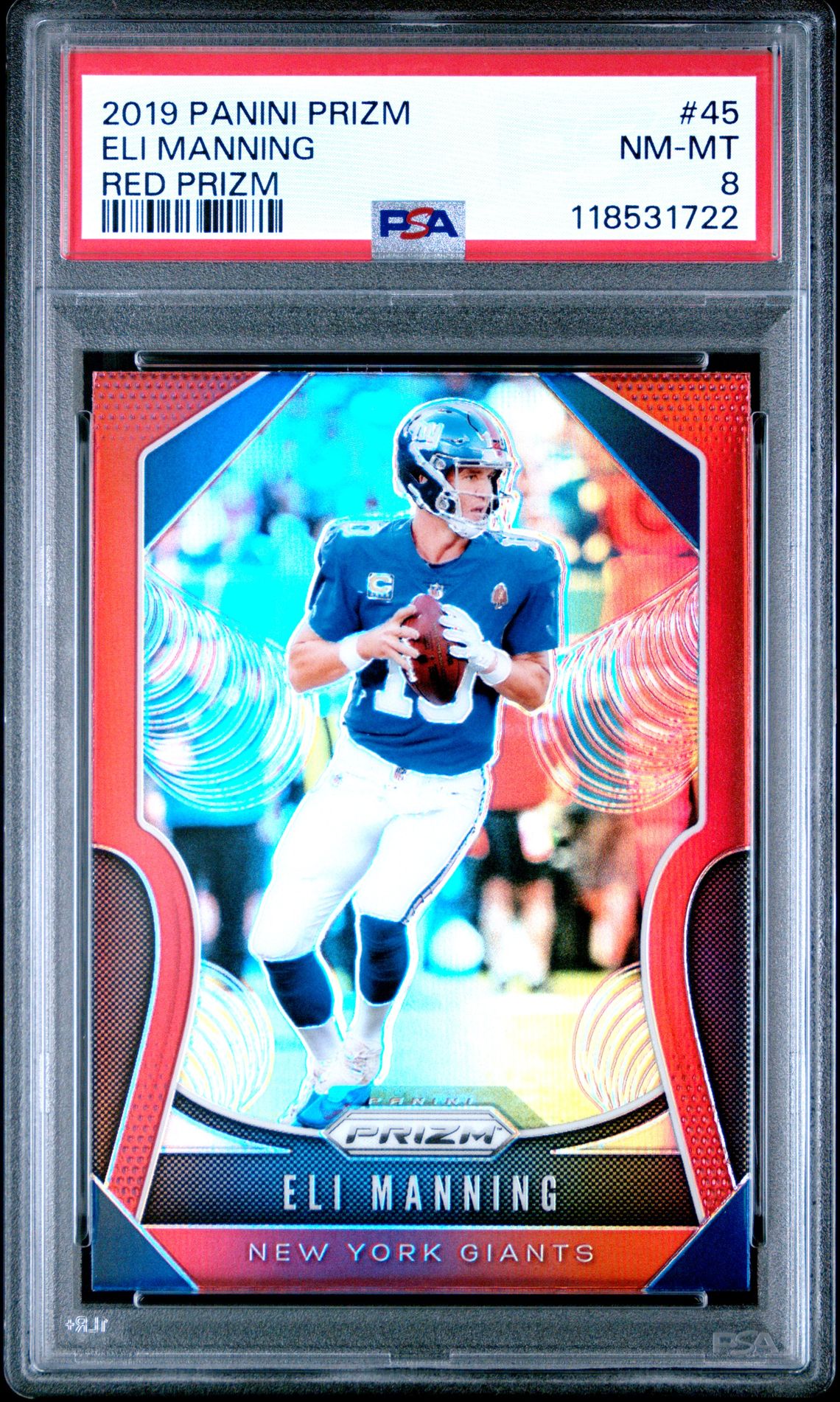 2019 Panini Prizm Eli Manning #45 (Red Prizm) Nm-Mt 8 front