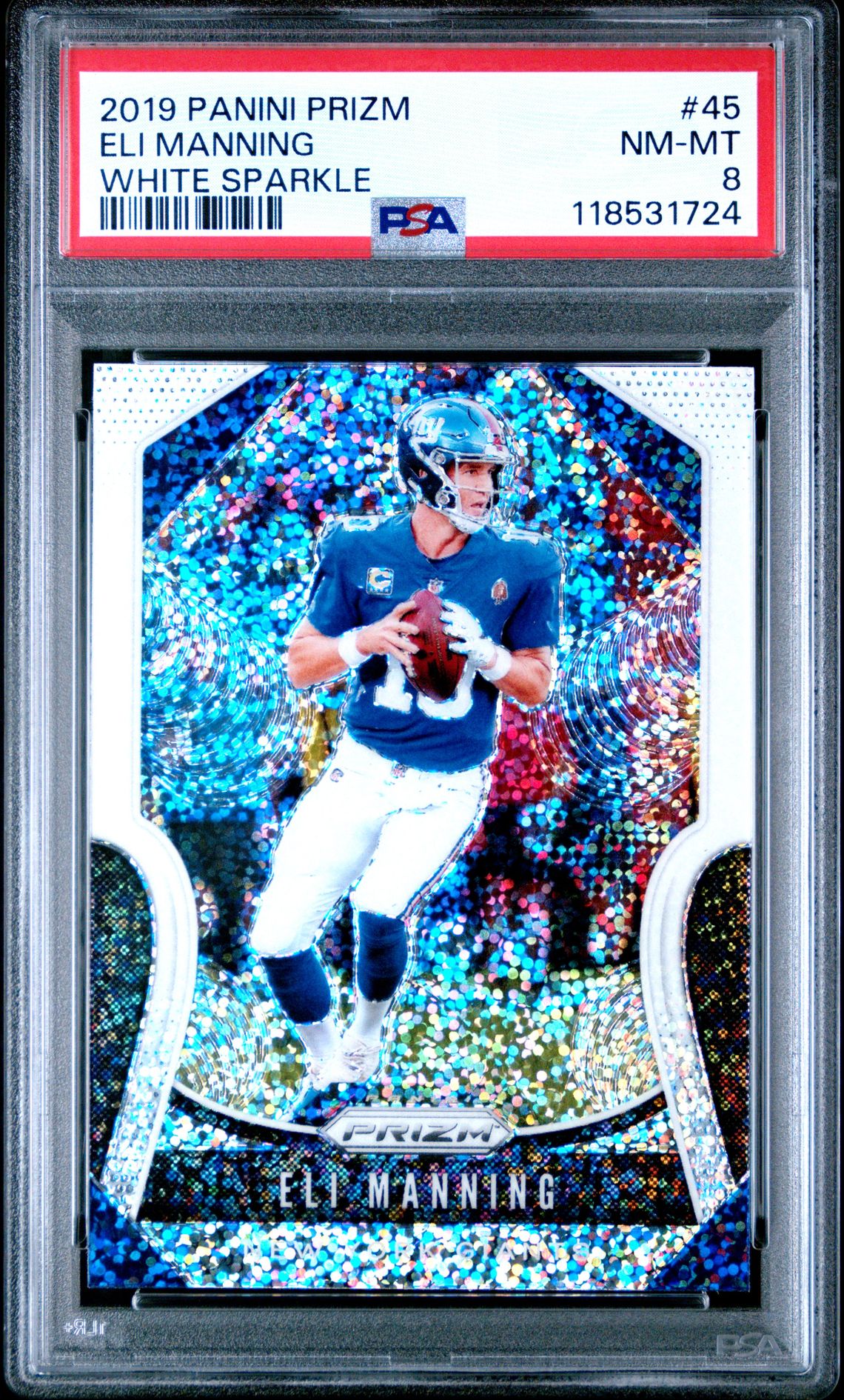 2019 Panini Prizm Eli Manning #45 (White Sparkle) Nm-Mt 8 front