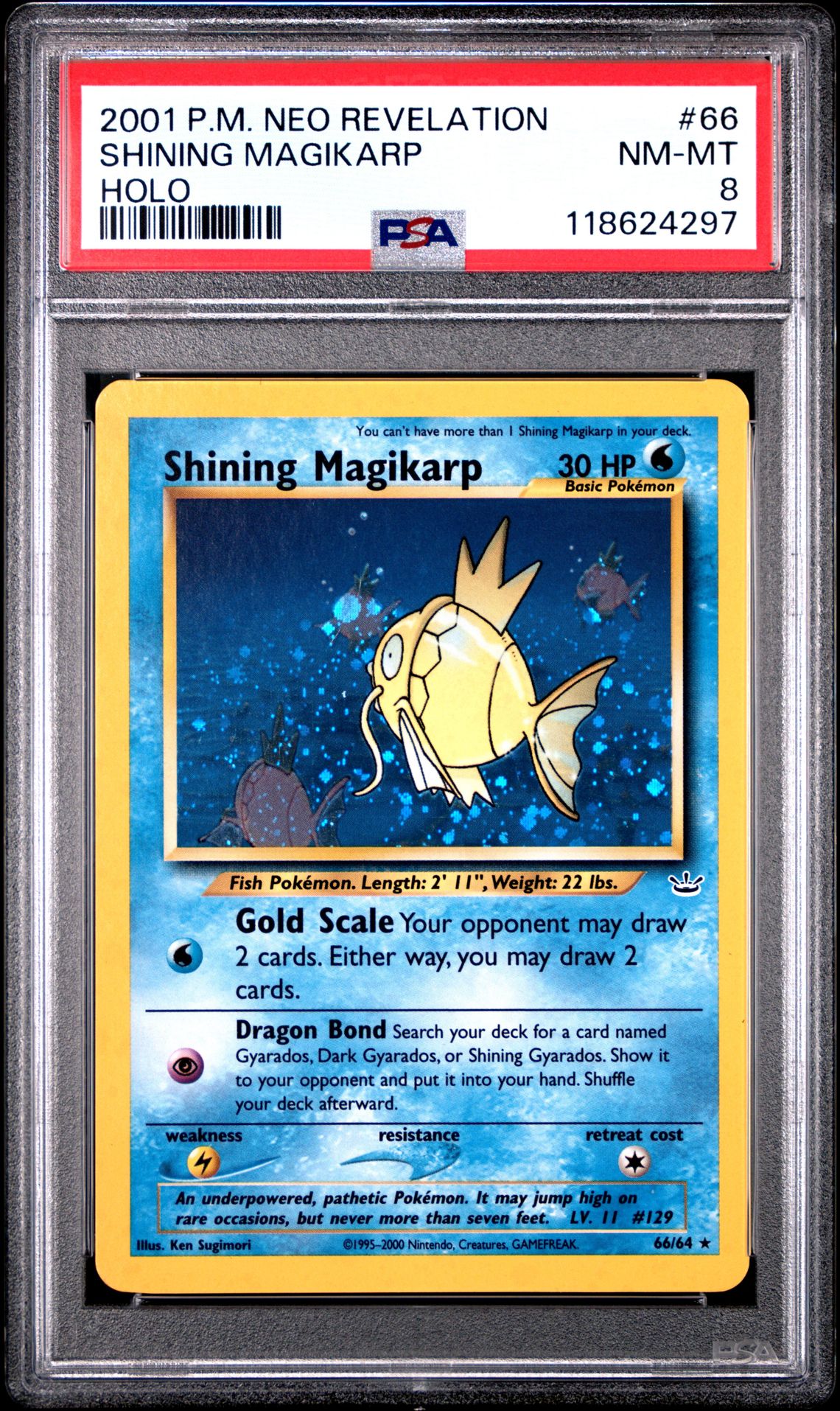 2001 Pokemon Neo Revelation Shining Magikarp-Holo #66 Nm-Mt 8 front