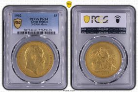 1902 £5 S-3966 Matte PR61