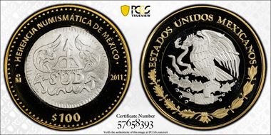 2011-Mo 100 P SUD 8 Reales Numismatic Heritage PL69