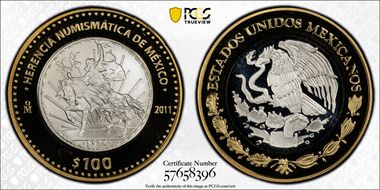 2011-Mo 100 P 1914 Caballito Peso Numismatic Heritage PL69