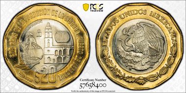 2019-Mo 20 Peso Veracruz 500th Anniversary MS67