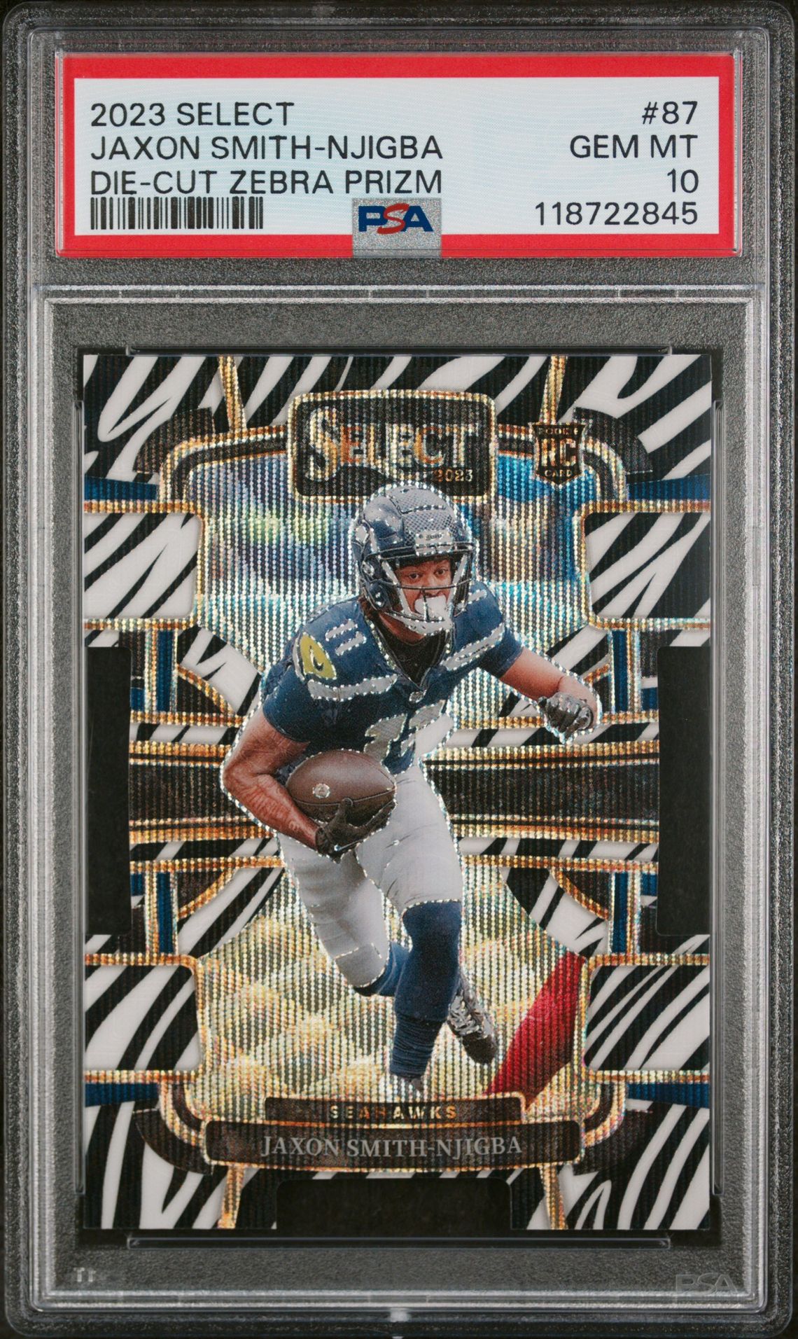 2023 Panini PANINI SELECT DIE-CUT ZEBRA PRIZM #87 Jaxon Smith-Njigba front