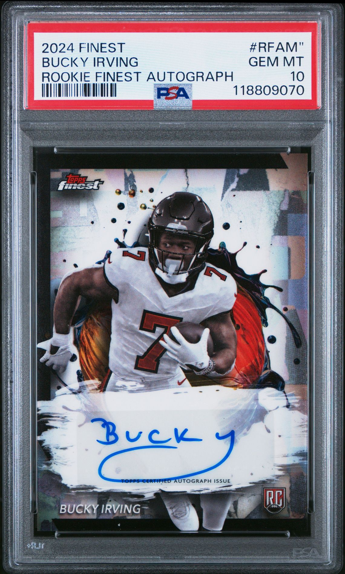 2024 Topps Finest Rookie Finest Autographs Bucky Irving #Rfam" Gem Mt 10 front