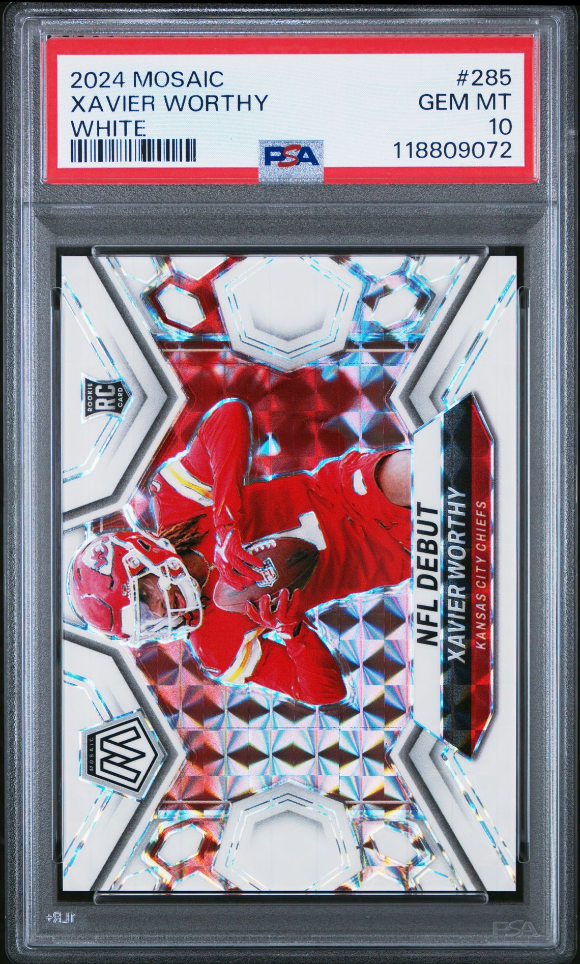 2024 Panini Mosaic Xavier Worthy #285 (White) Gem Mt 10 front