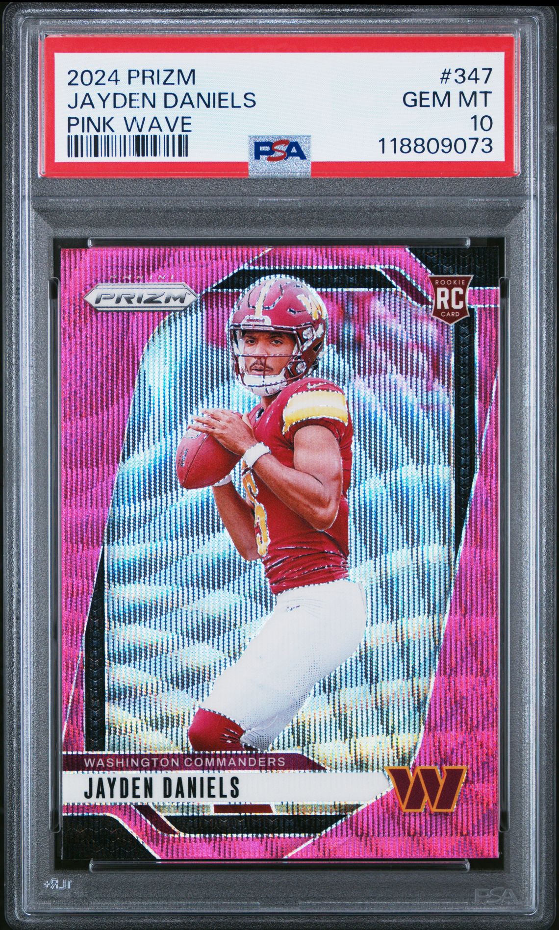 2024 Panini Prizm Jayden Daniels #347 (Pink Wave) Gem Mt 10 front