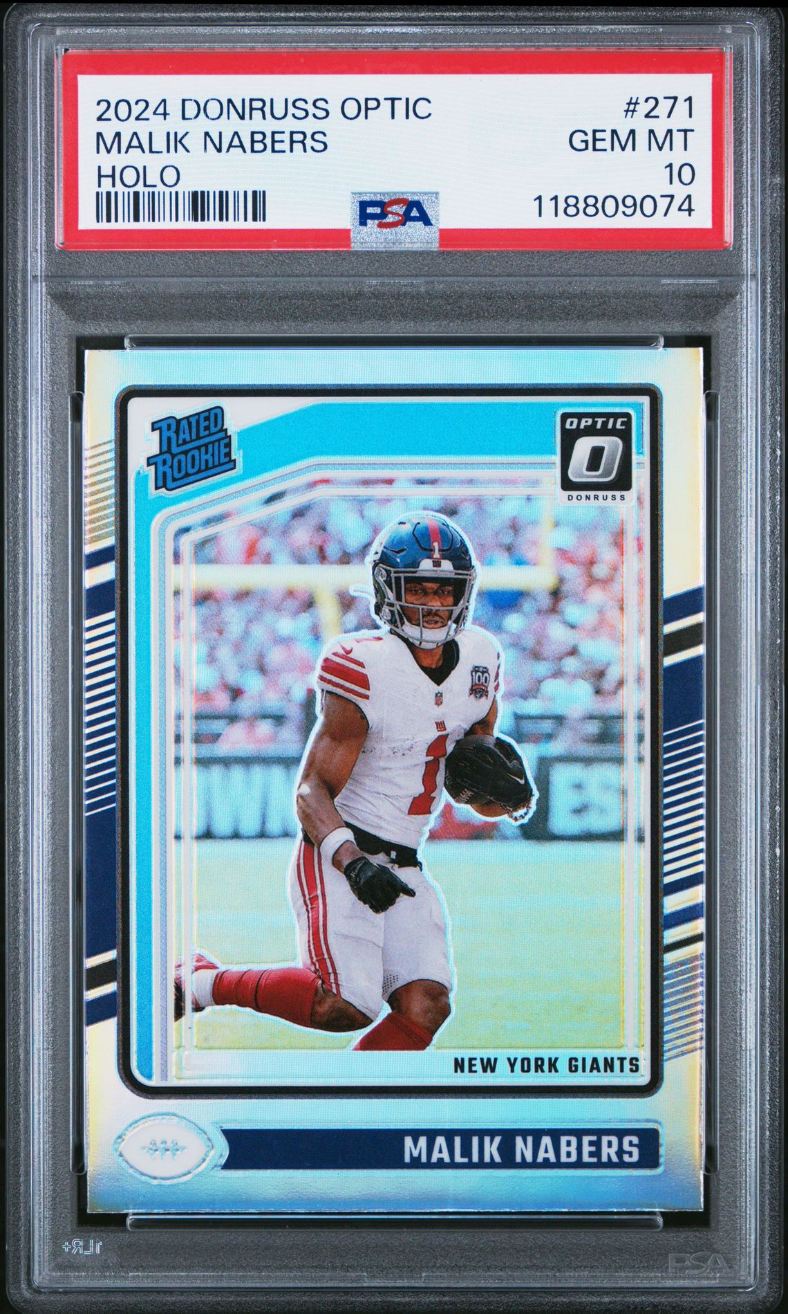 2024 Panini Donruss Optic Malik Nabers #271 (Holo) Gem Mt 10 front